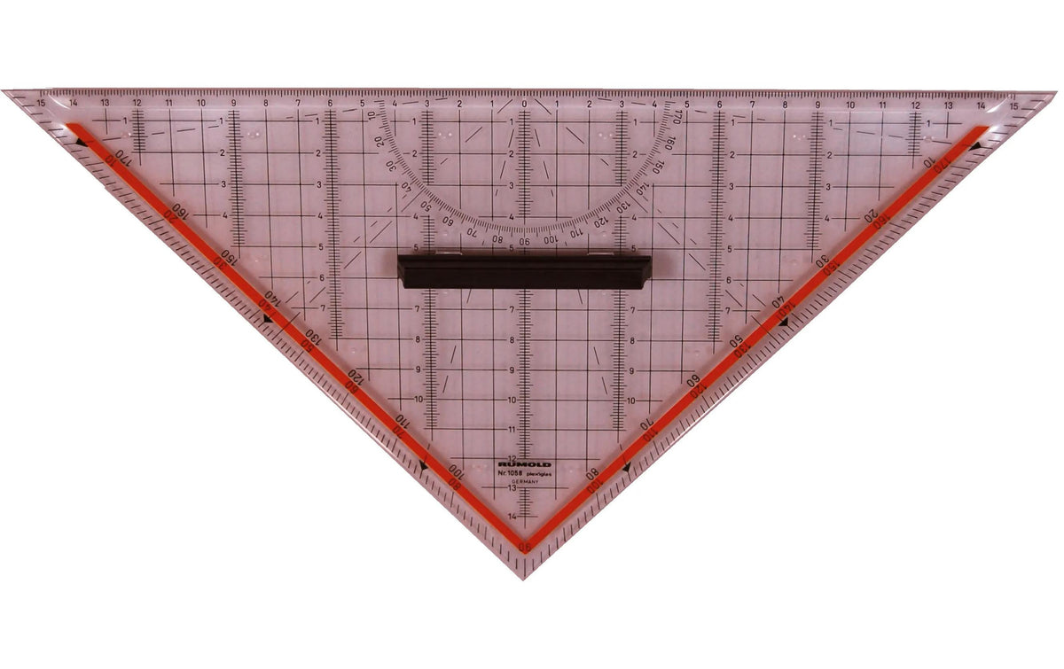 Rumold Geo-Dreieck Plexiglas 30 cm, Skala 2 x 15 cm, abnehmbarer Griff