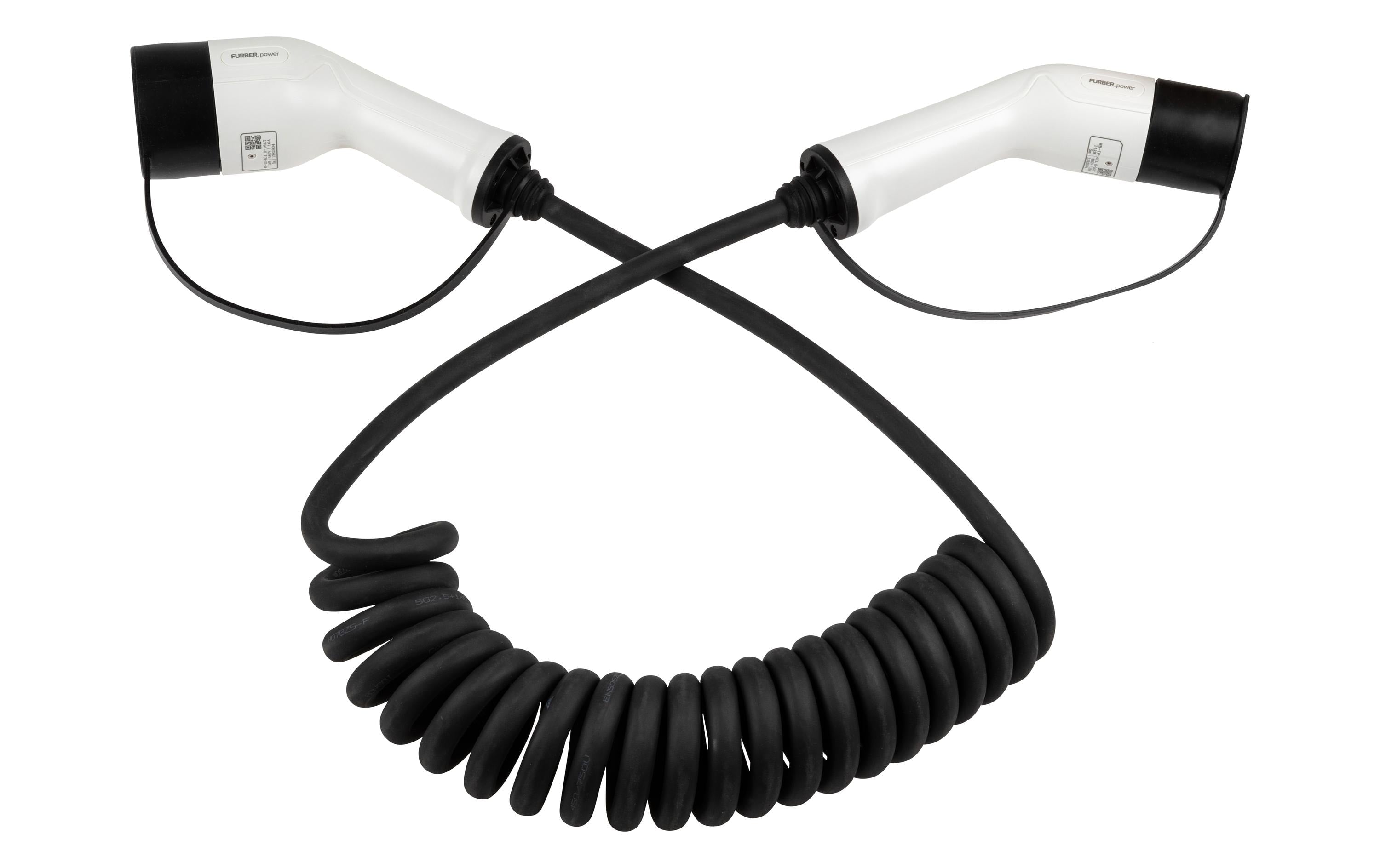 F.power Typ 2 Ladekabel THOR 11kW 5m S einphasig, 250V, 16A, spiralisiert