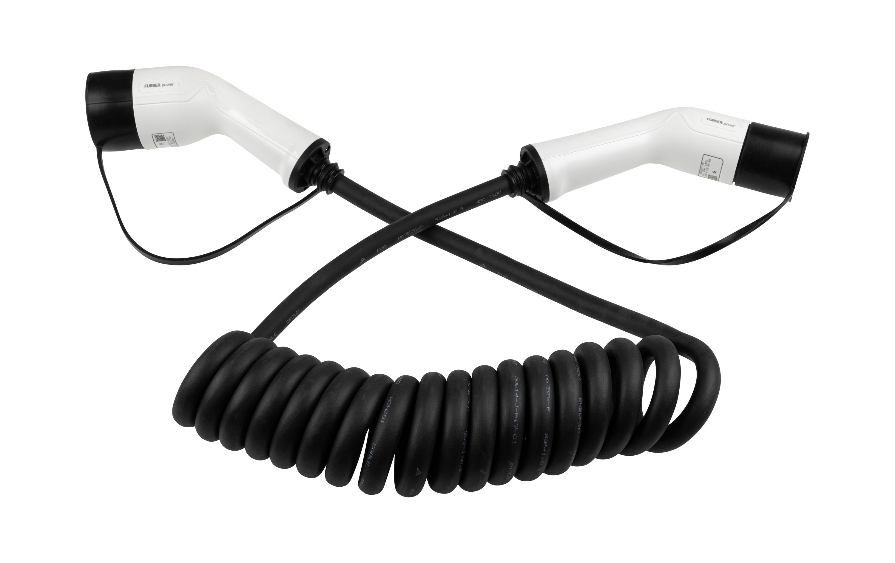 F.power Typ 2 Ladekabel THOR 22kW 5m S dreiphasig, 480V, 32A, spiralisiert