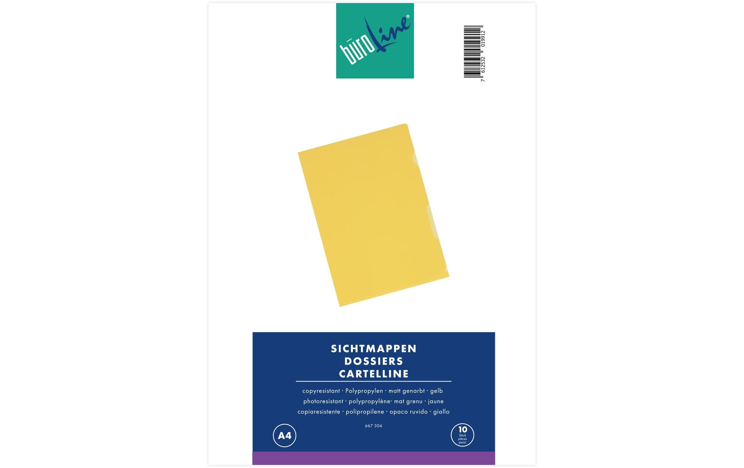 BüroLine Sichtmappen genarbt gelb, 10 Stk
