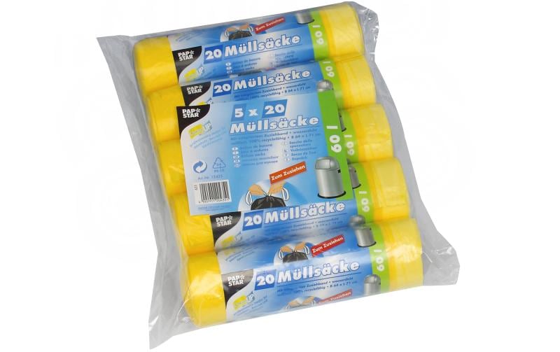 Weita Mehrzweckbeutel 60L/gelb Pack à 100 Stk, Zugband