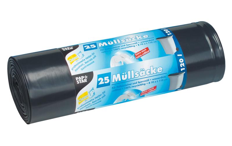 Papstar Kehrichtsack 120L/grau Pack à 25 Stk,o. Verschluss