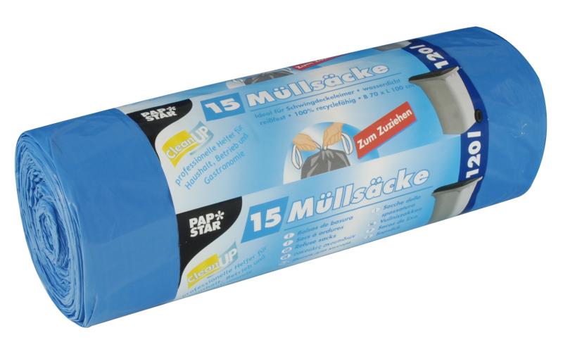 Weita Kehrichtsack 120L/blau Pack à 15 Stk,Zugband
