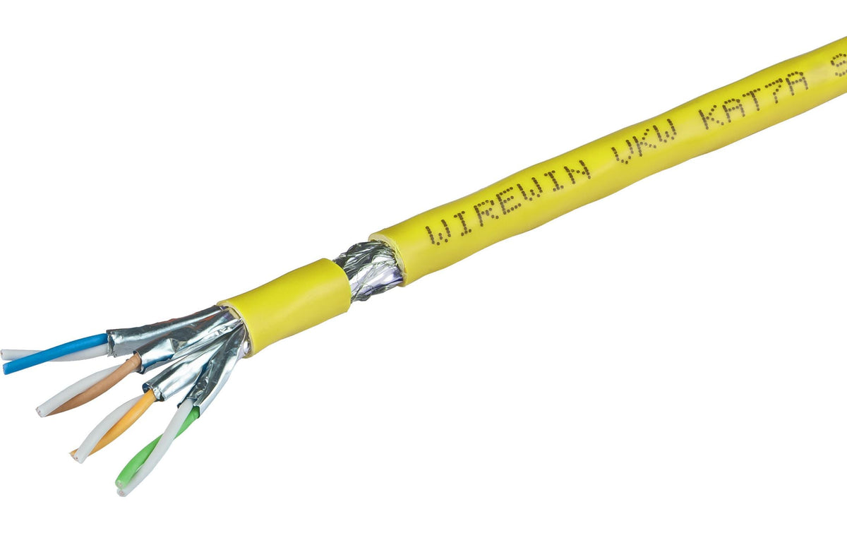 Wirewin Verlegekabel: S/FTP, 1000m, gelb Cat.7A, AWG22, LSOH-3, 1200Mhz, CCA