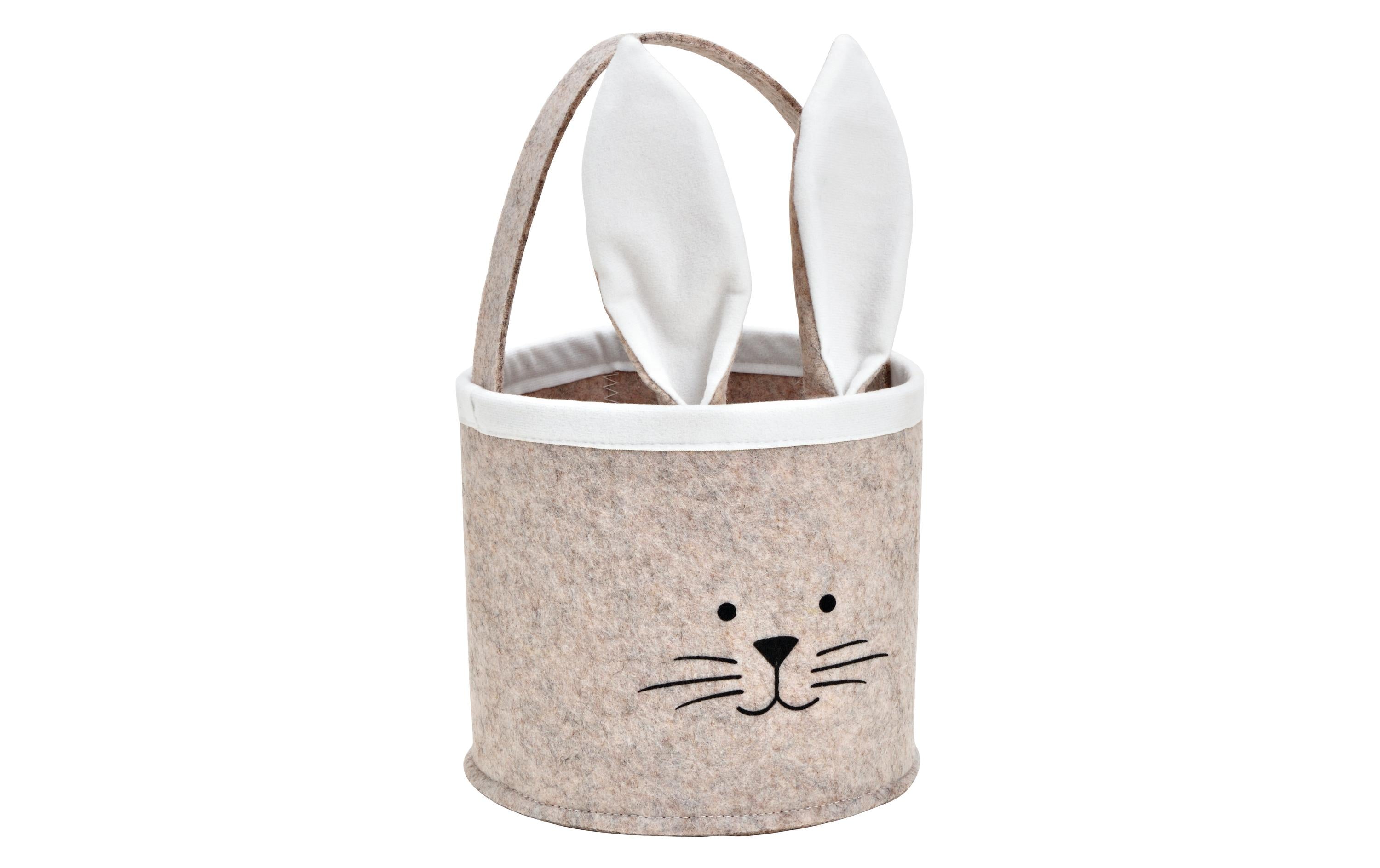 G. Wurm Korb Hase mit Henkel aus Filz Beige, 16x28x16 cm (BxHxT)