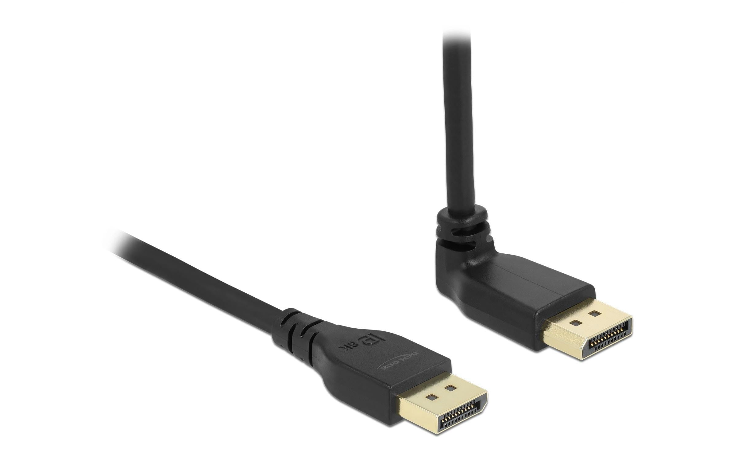Delock DisplayPort-DisplayPort Kabel, 2m Stecker/Stecker, oben gewinkelt, 8K60Hz