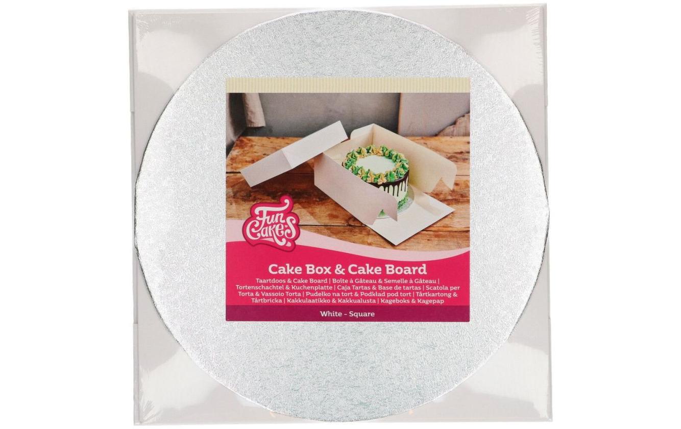 FunCakes Tortenbox weiss samt 25x25x15cm Box ist hergestellt aus festem Karton