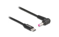 Delock Ladekabel USB-C-4.8x1.7mm zu HP Stecker, 1.5m, schwarz, 20 V