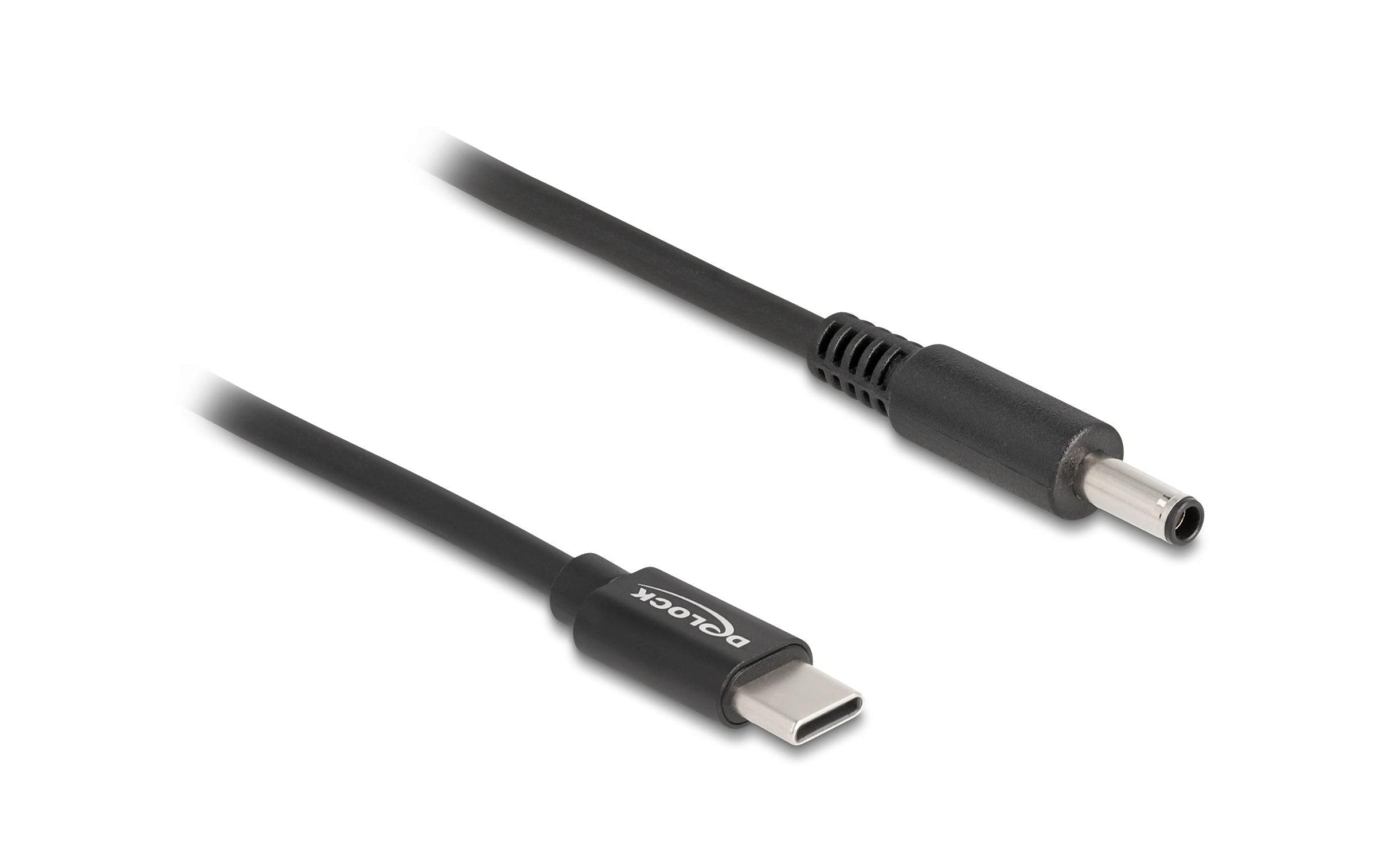 Delock Ladekabel USB-C-4.5x3.0mm zu Dell Stecker, 1.5m, schwarz, 20 V