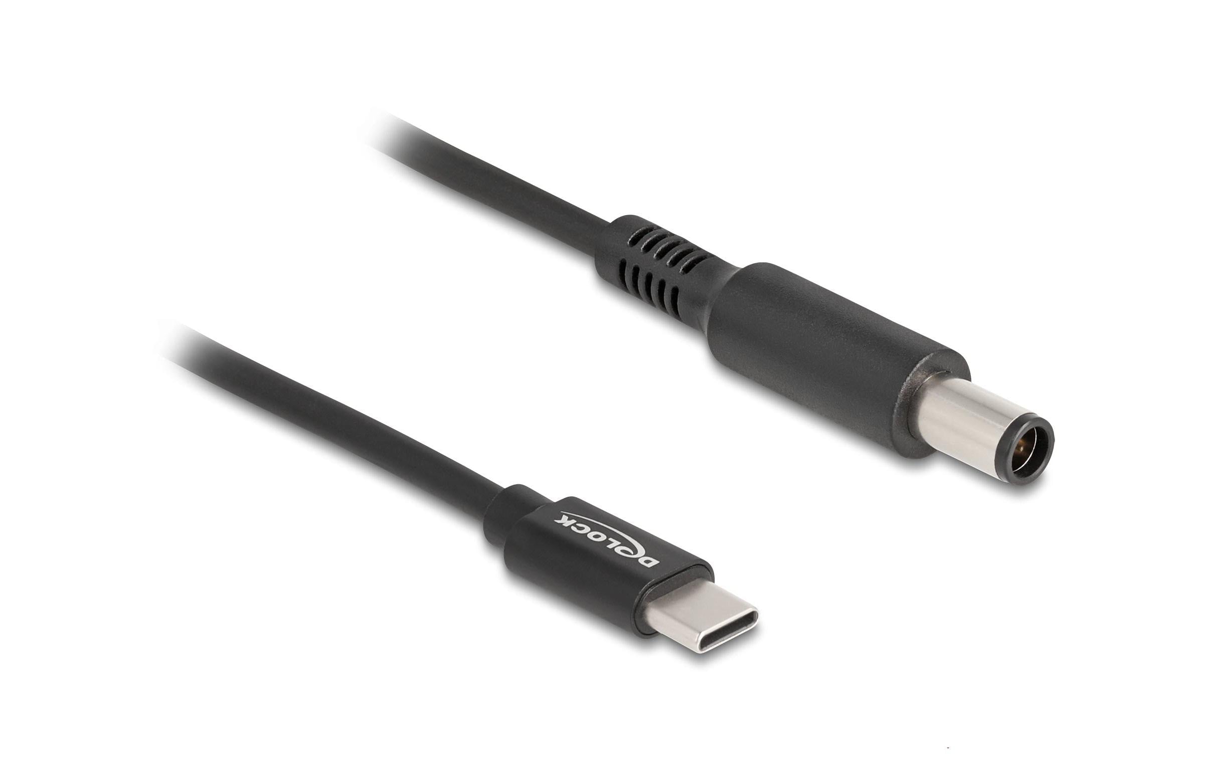 Delock Ladekabel USB-C-7.4x5.0mm zu Dell Stecker, 1.5m, schwarz, 20 V