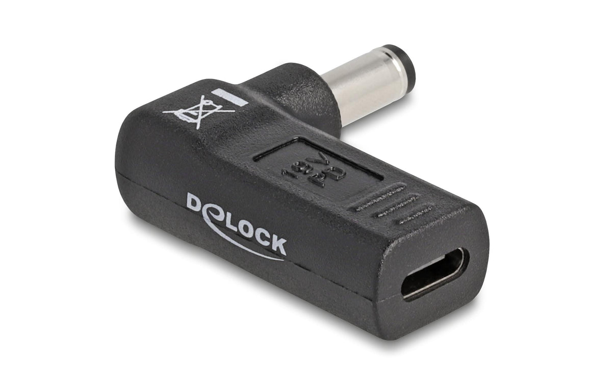 Delock USB-C zu 5.5x2.1mm Adapter Buchse zu Stecker 90°, gewinkelt