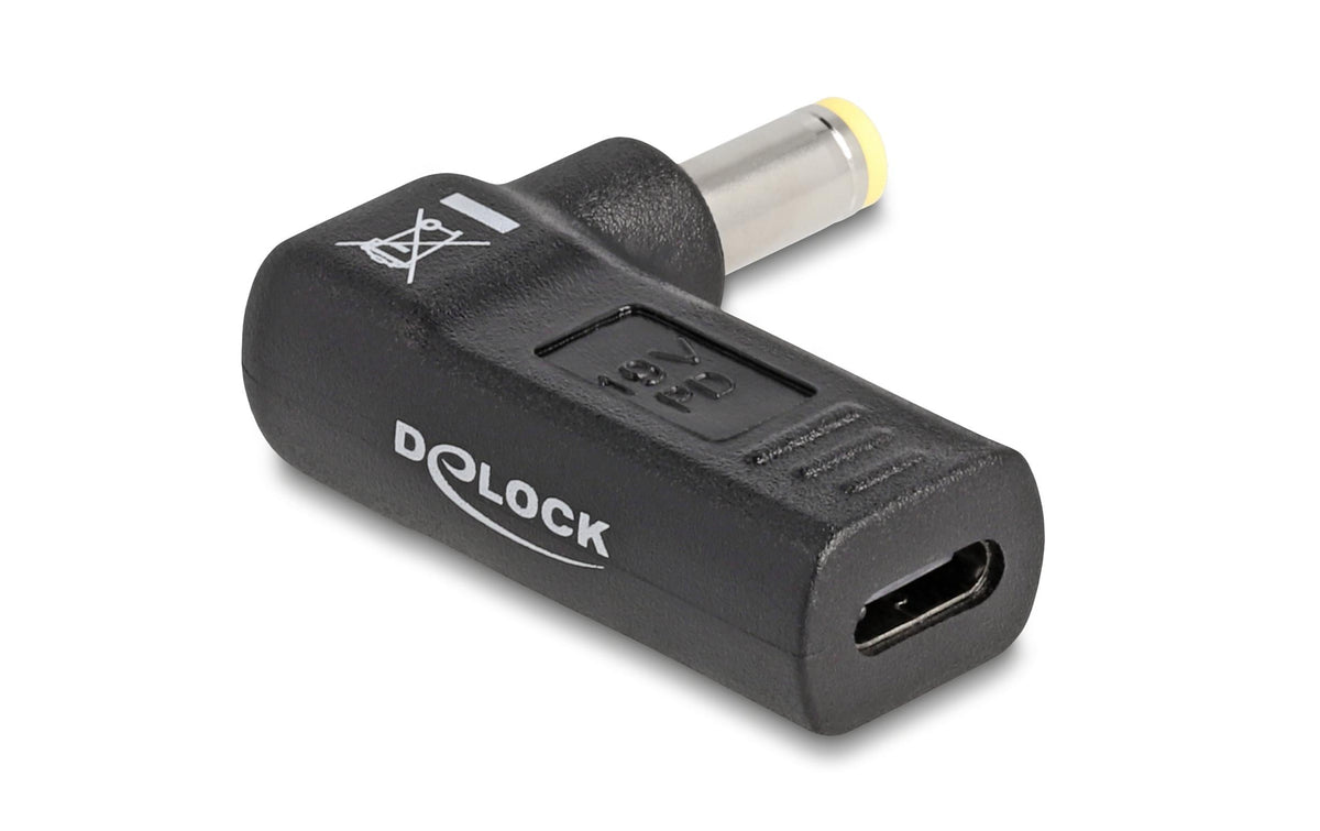Delock USB-C zu 5.5x2.5mm Adapter Buchse zu Stecker 90°, gewinkelt