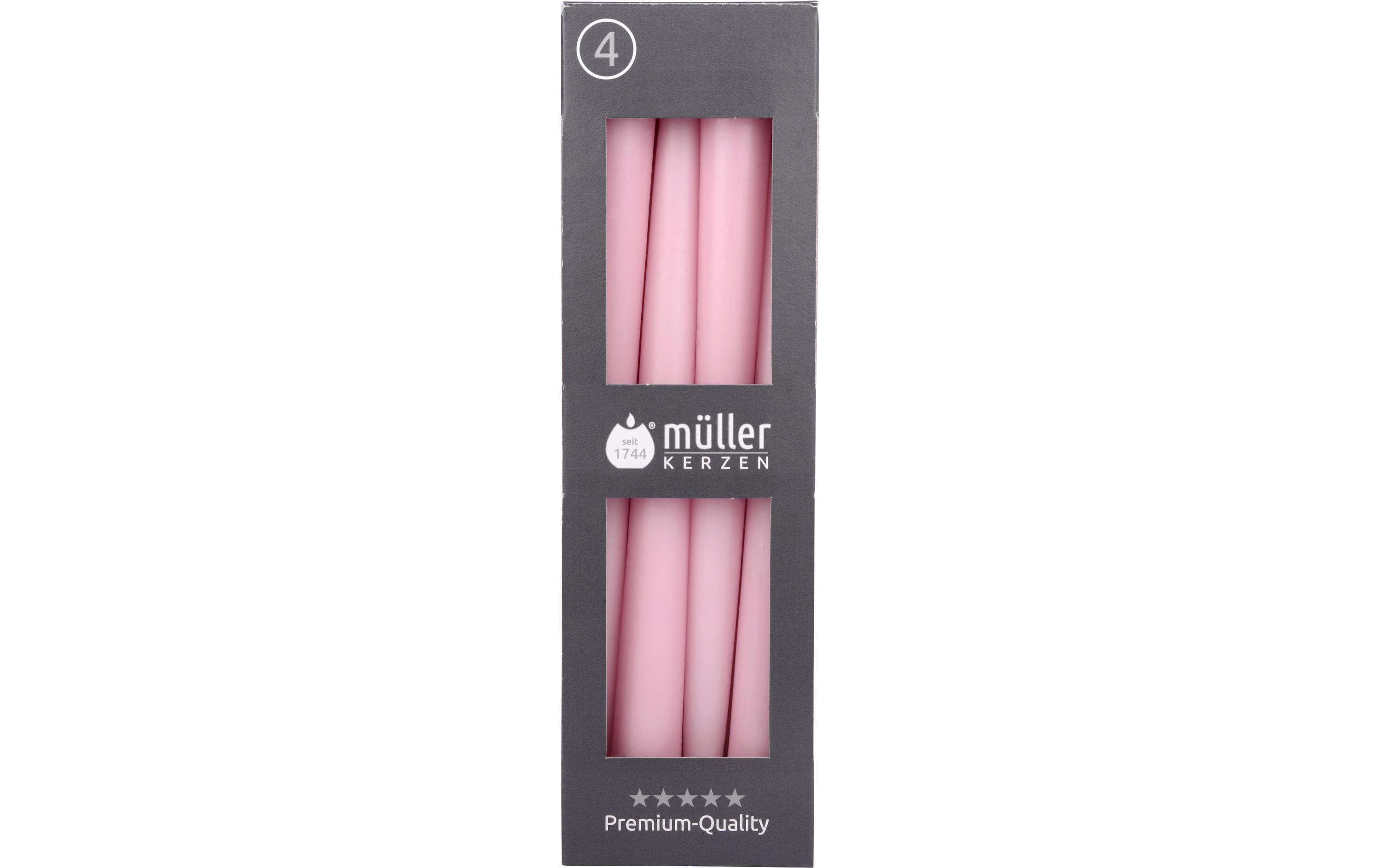 Müller Spitzkerzen glatt rosa 24.5x2.2 cm