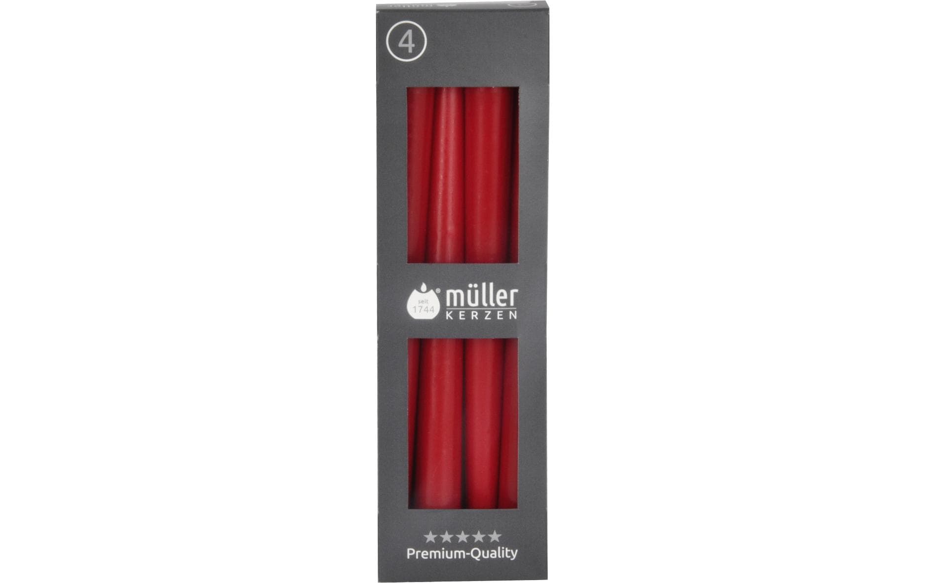 Müller Spitzkerzen glatt rubinrot 24.5x2.2 cm