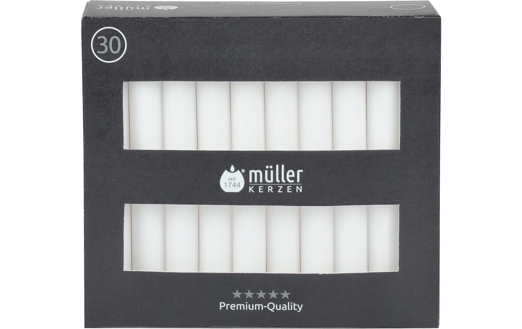 Müller Tafelkerzen glatt 30er Pack weiss 16x2 cm