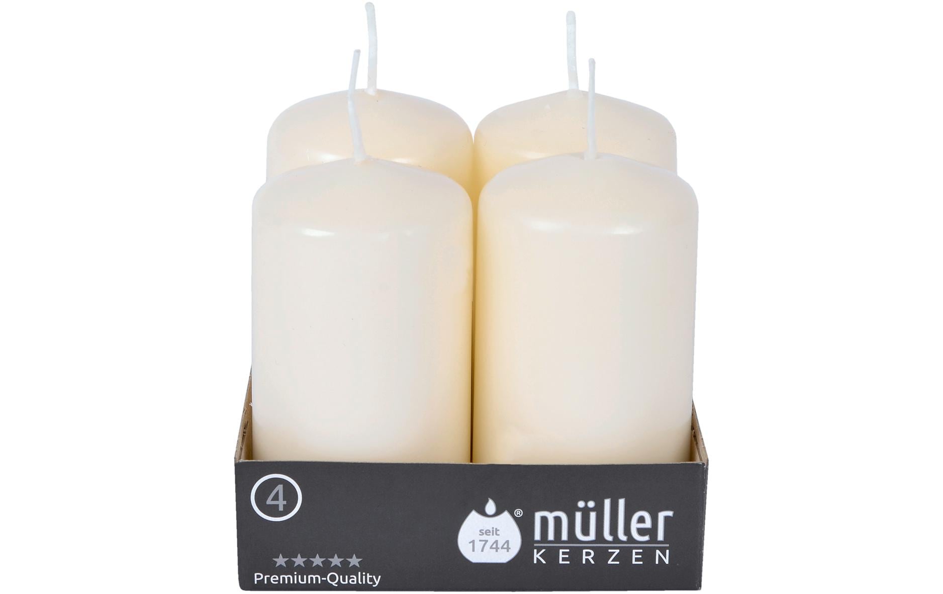 Müller Stumpenkerzen glatt crème 9x4.8 cm