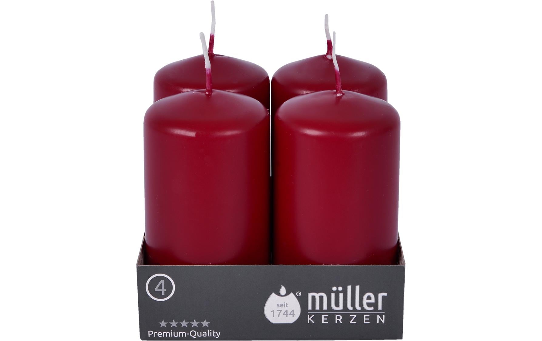 Müller Stumpenkerzen glatt bordeaux 9x4.8 cm