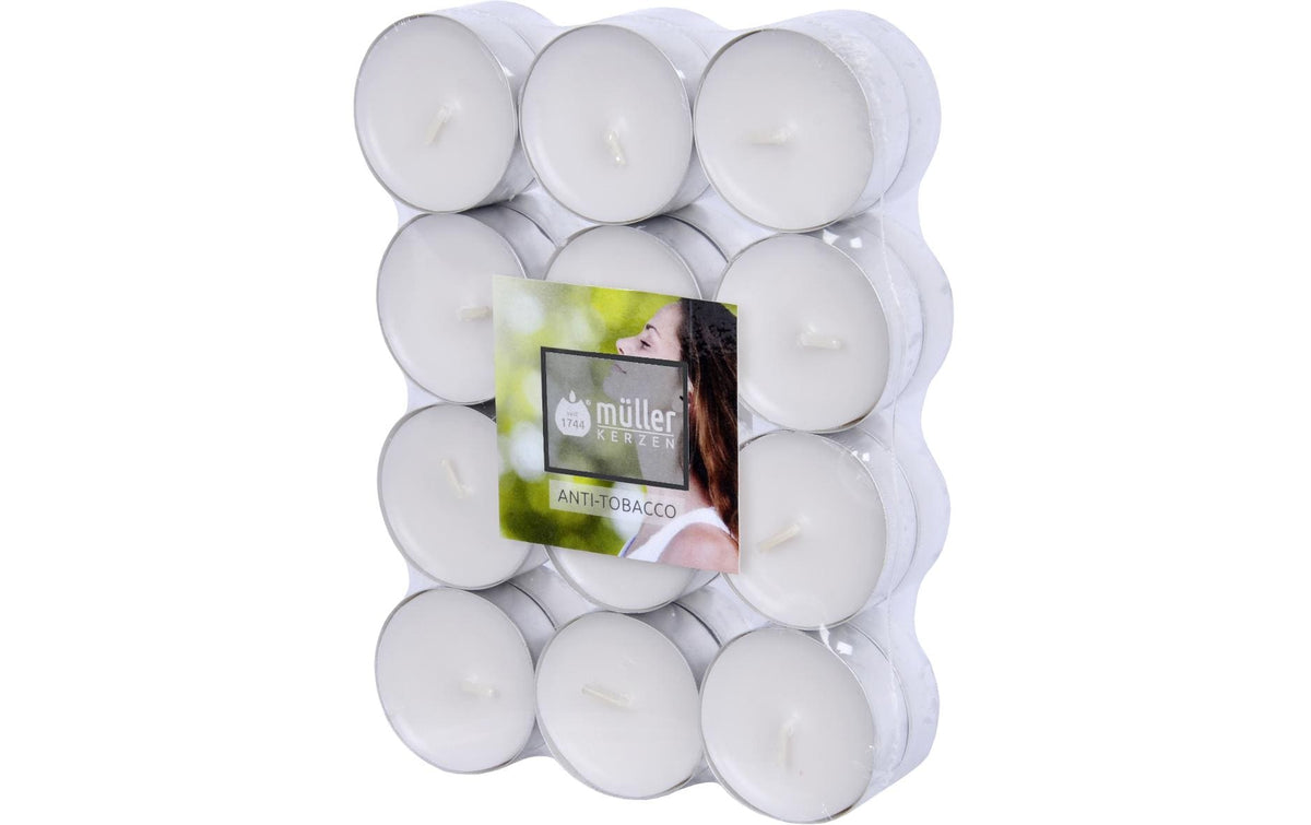 Müller Teelichter Duft Anti-Tobacco weiss 1.5x3.9 cm, in Aluhülse