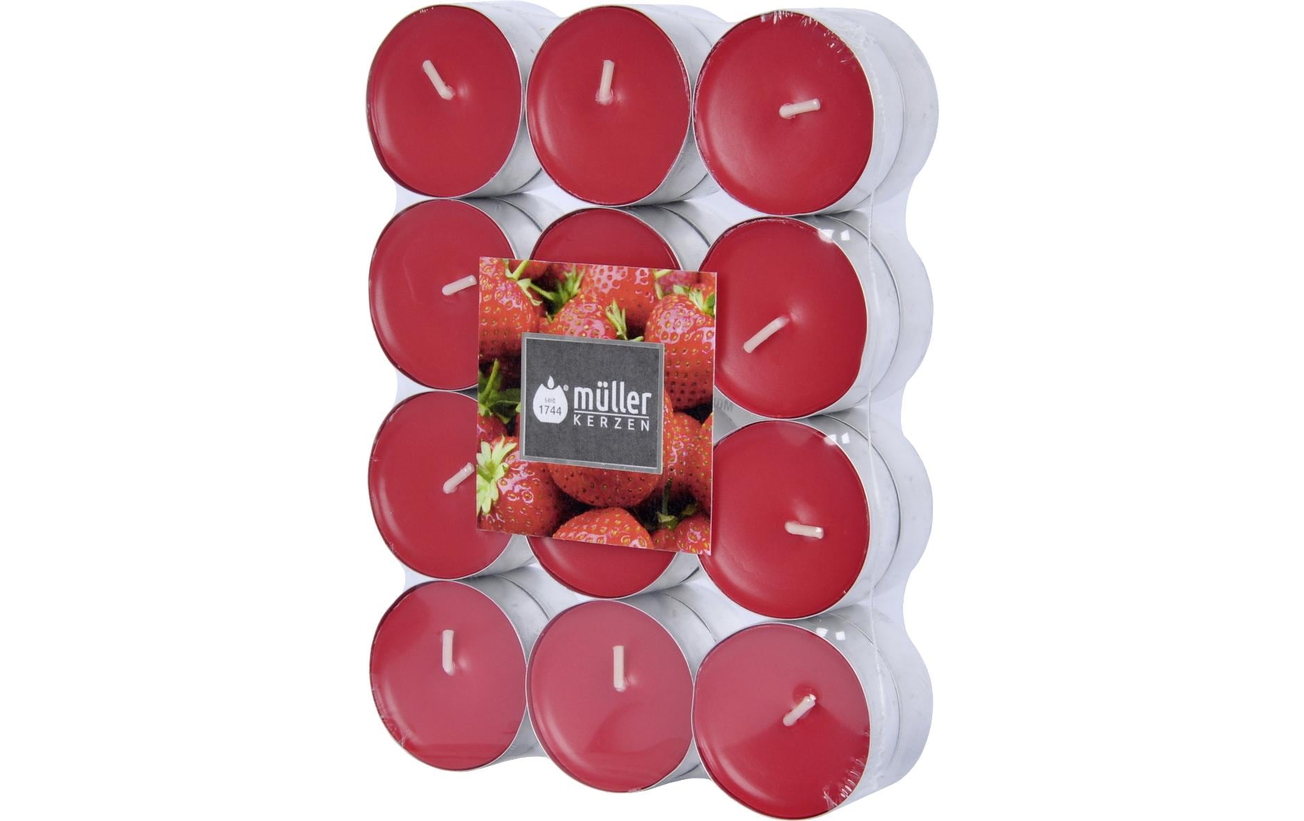 Müller Teelichter Duft Starwberry Love rot 1.5x3.9 cm, in Aluhülse