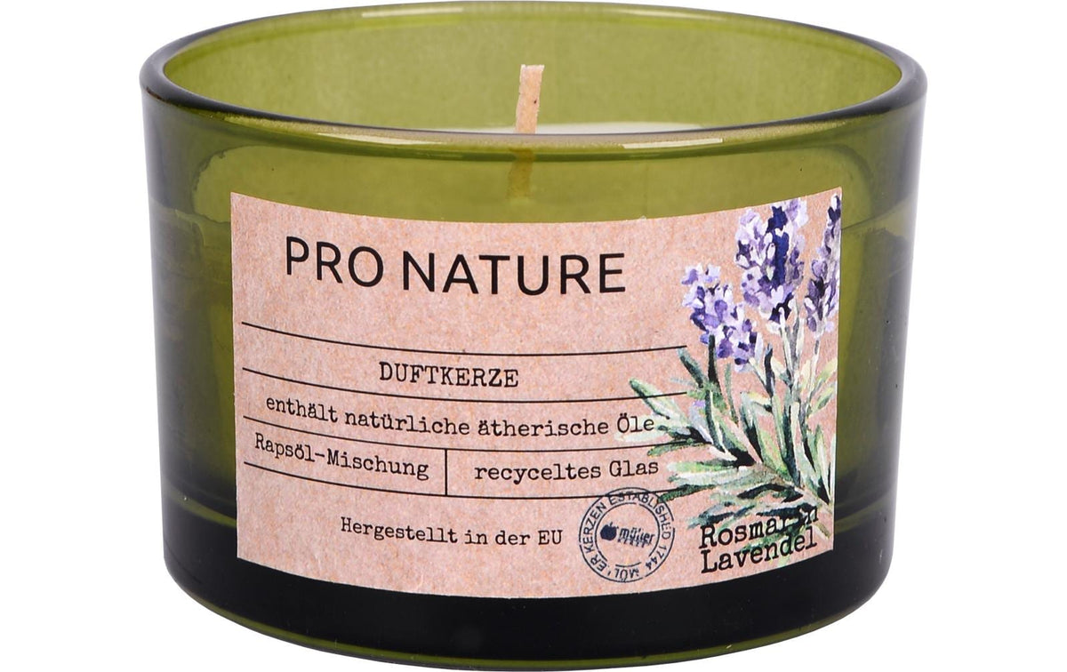 Müller Duftkerze im Glas Rosamrin & Lavende grün 5.8x8.6 cm, aus Raps