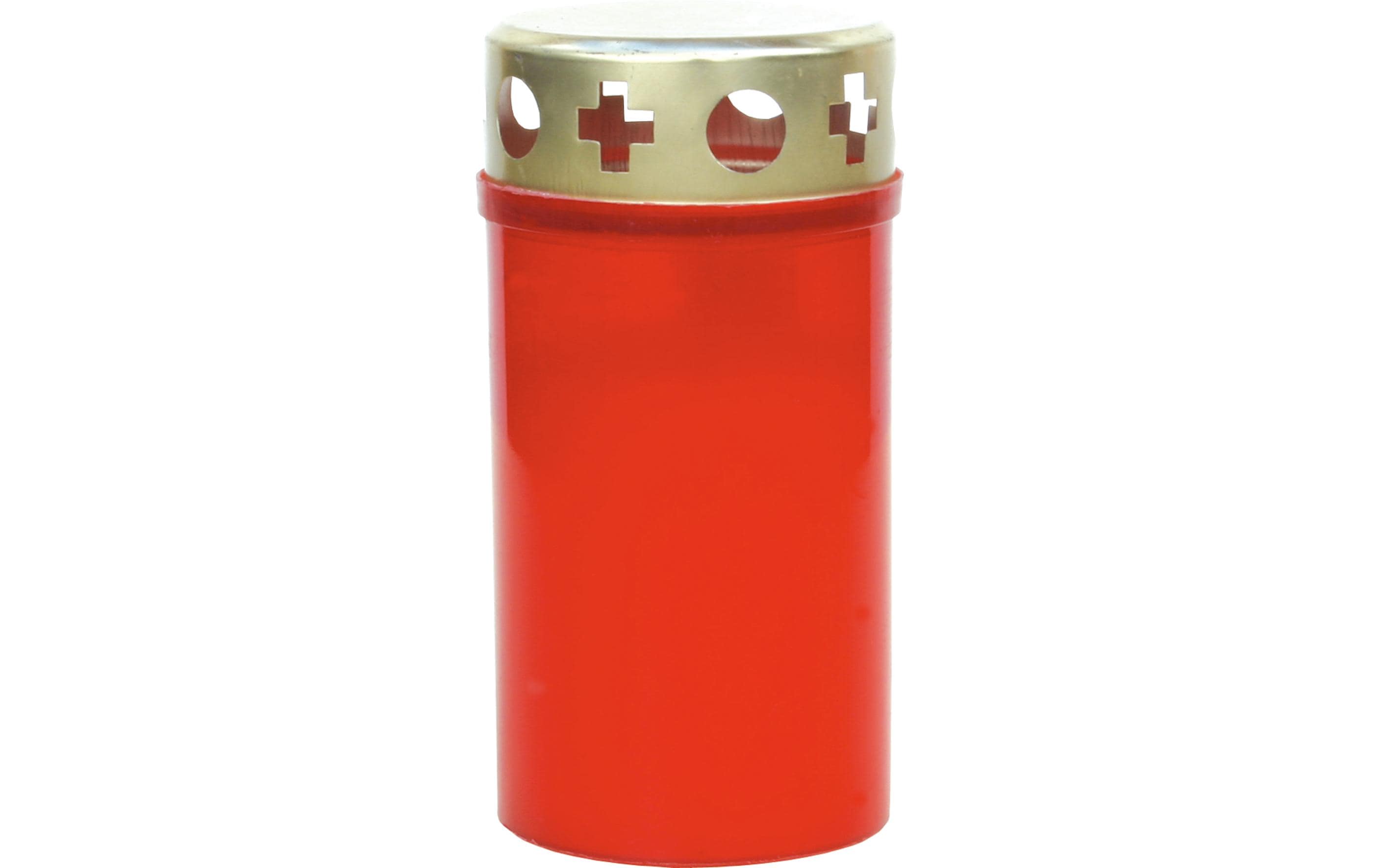 Müller Grabkerze klein mit Golddeckel rot
