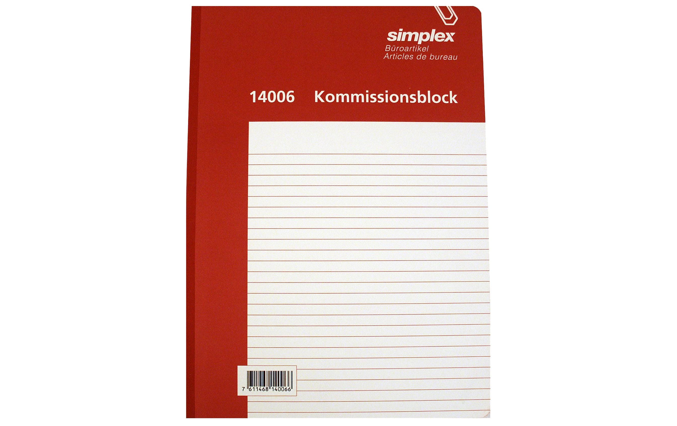 SIMPLEX Kommissionsbuch A4 14006 rot 50x2 Blatt