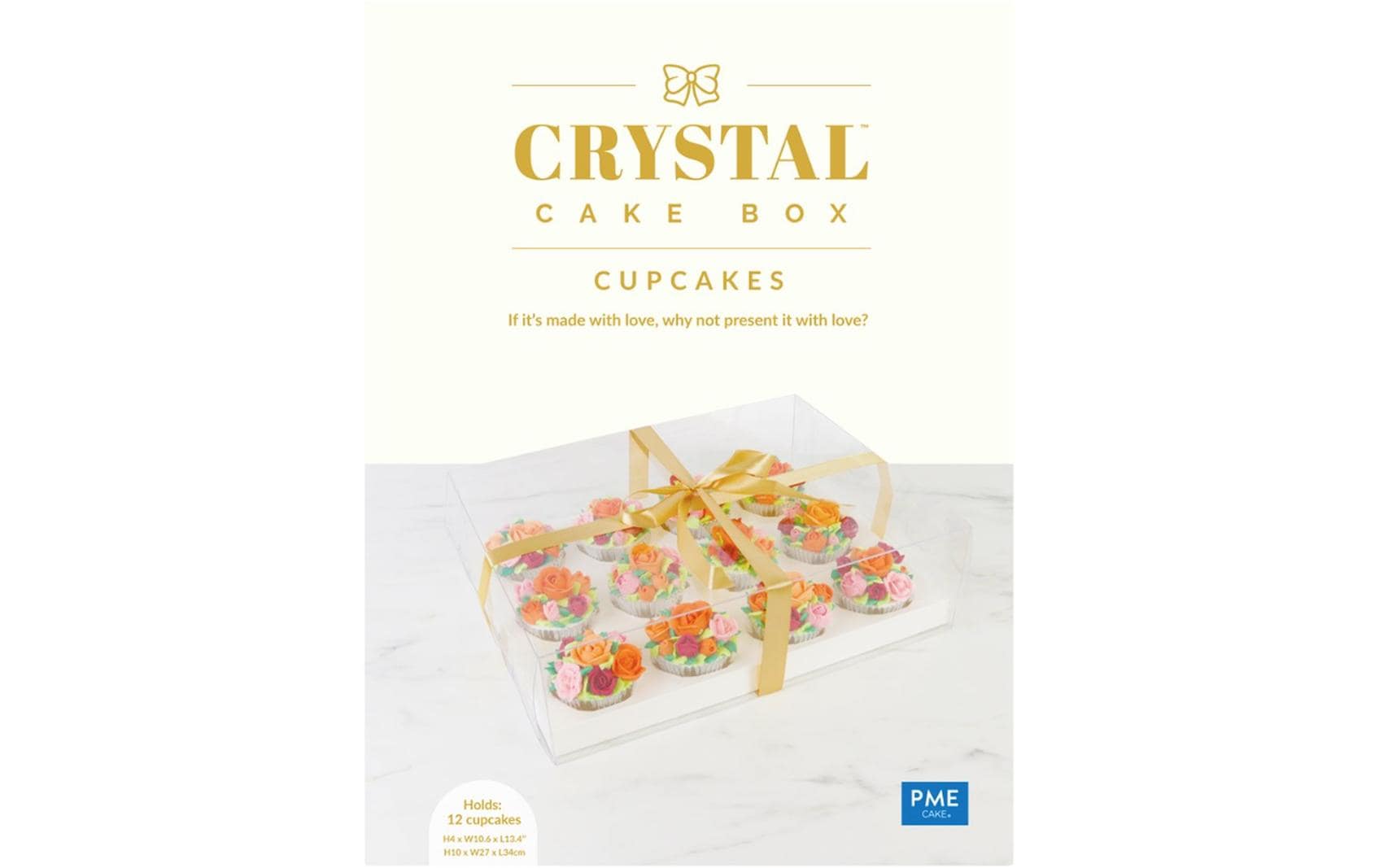 PME Cupcake Box - 12 Cupcakes Kristallklare Tortenbox inkl. Satinband