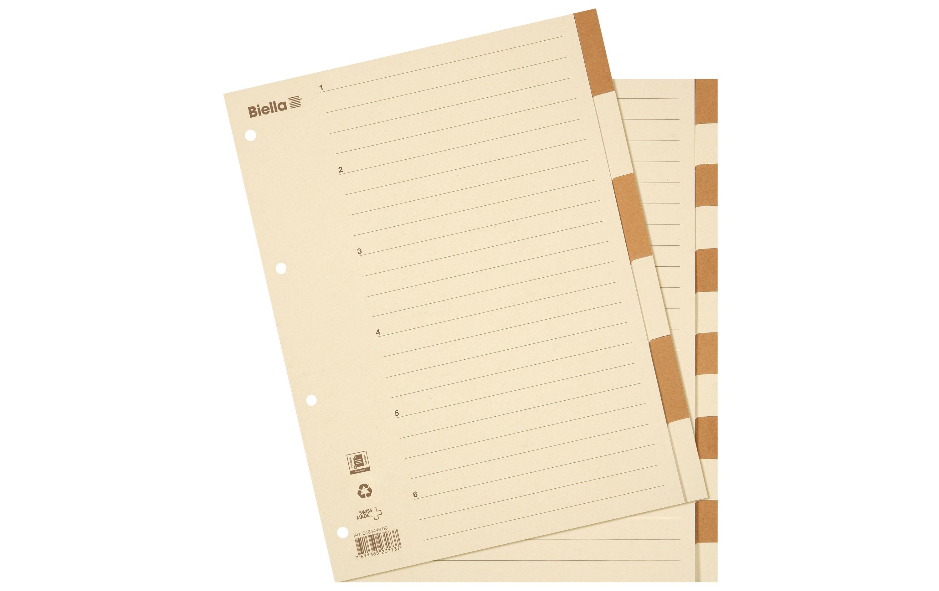 Biella Blanko-Register Karton braun/beige 6-teilig