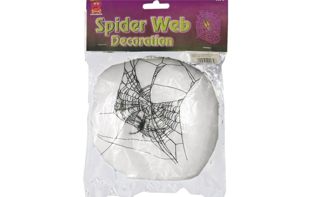 Halloween Spinnennetz schwarz 20 g, mit 2 schwarzen Spinnen