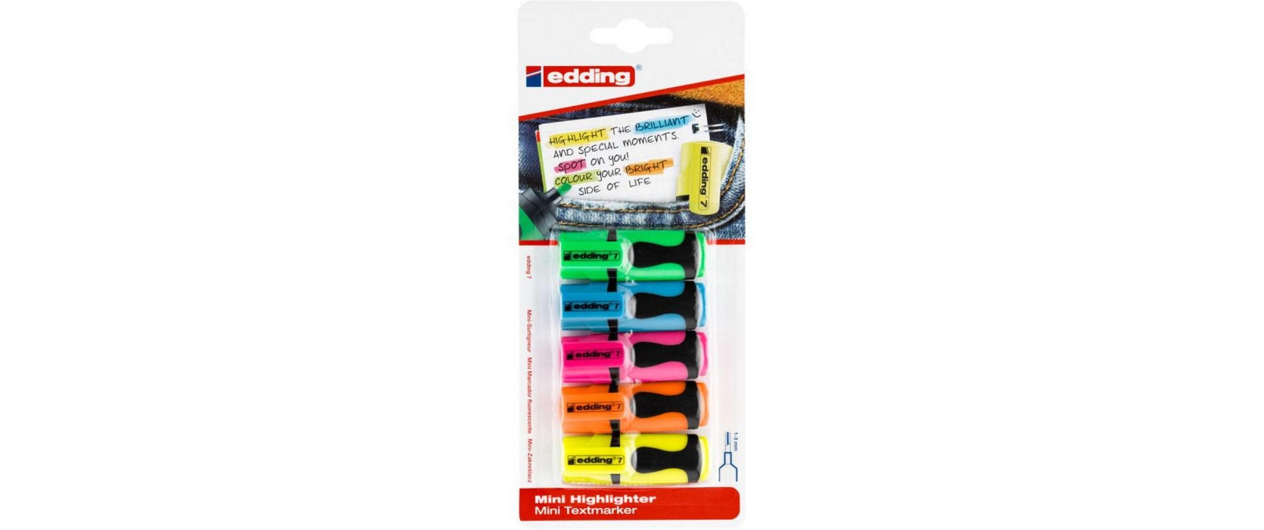 EDDING Textmarker Mini 1 - 3 mm 5 Farben ass.