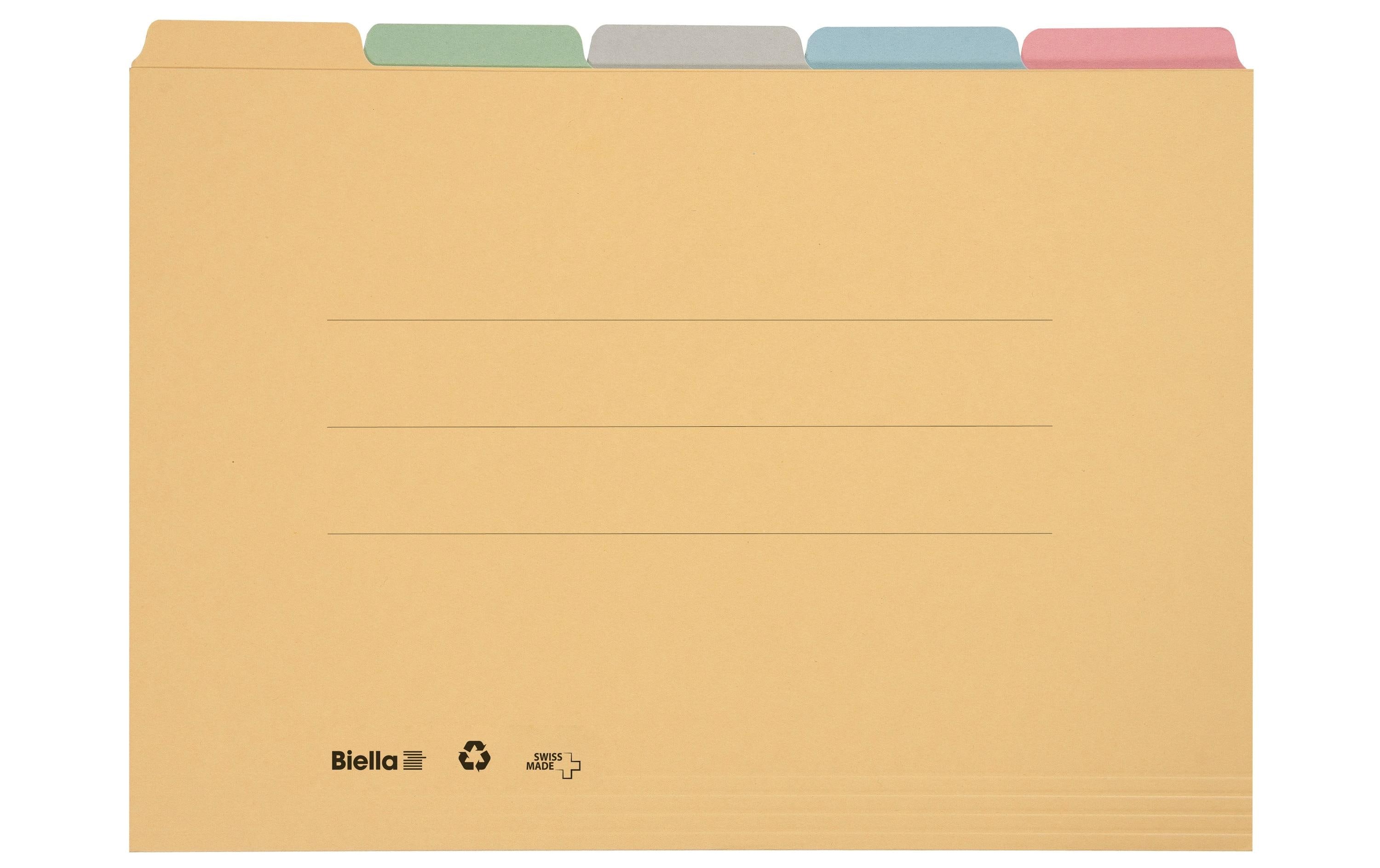 Biella Registermappe Karton farbig assortiert, 5 Stk