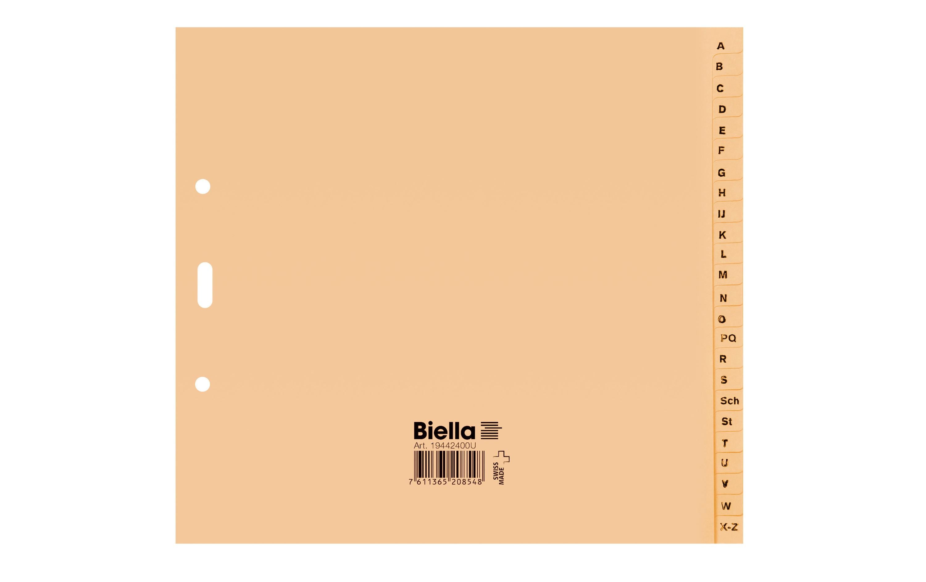 Biella Register A - Z, recycelt A4, teildeckend, 235 x 210 mm, 24-teilig