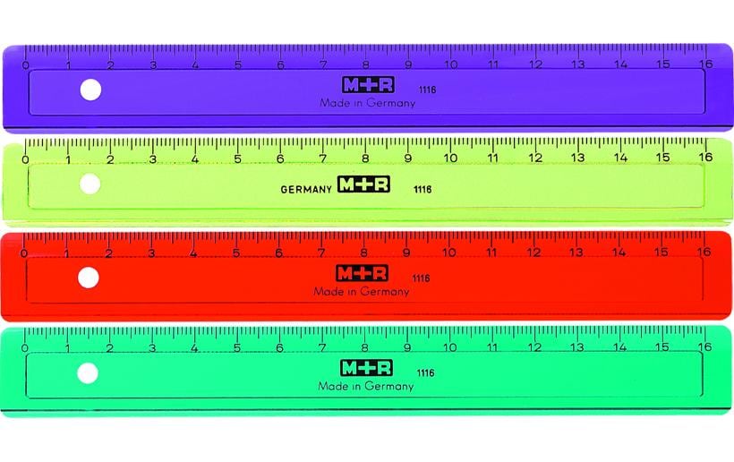 M+R Flachlineal farbig Skala 16 cm