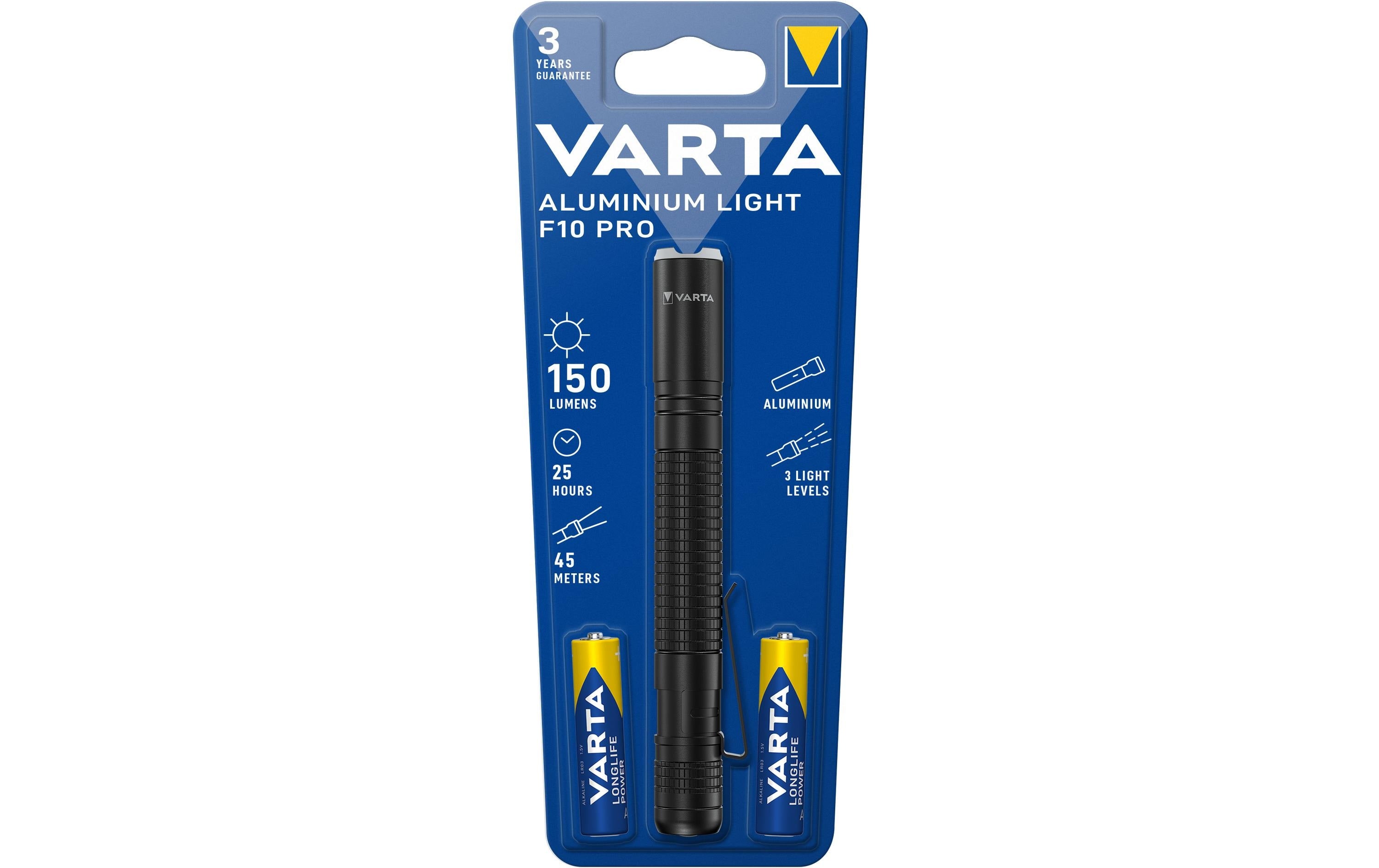 VARTA Aluminium Light F10 Pro 2AA mit Batterien