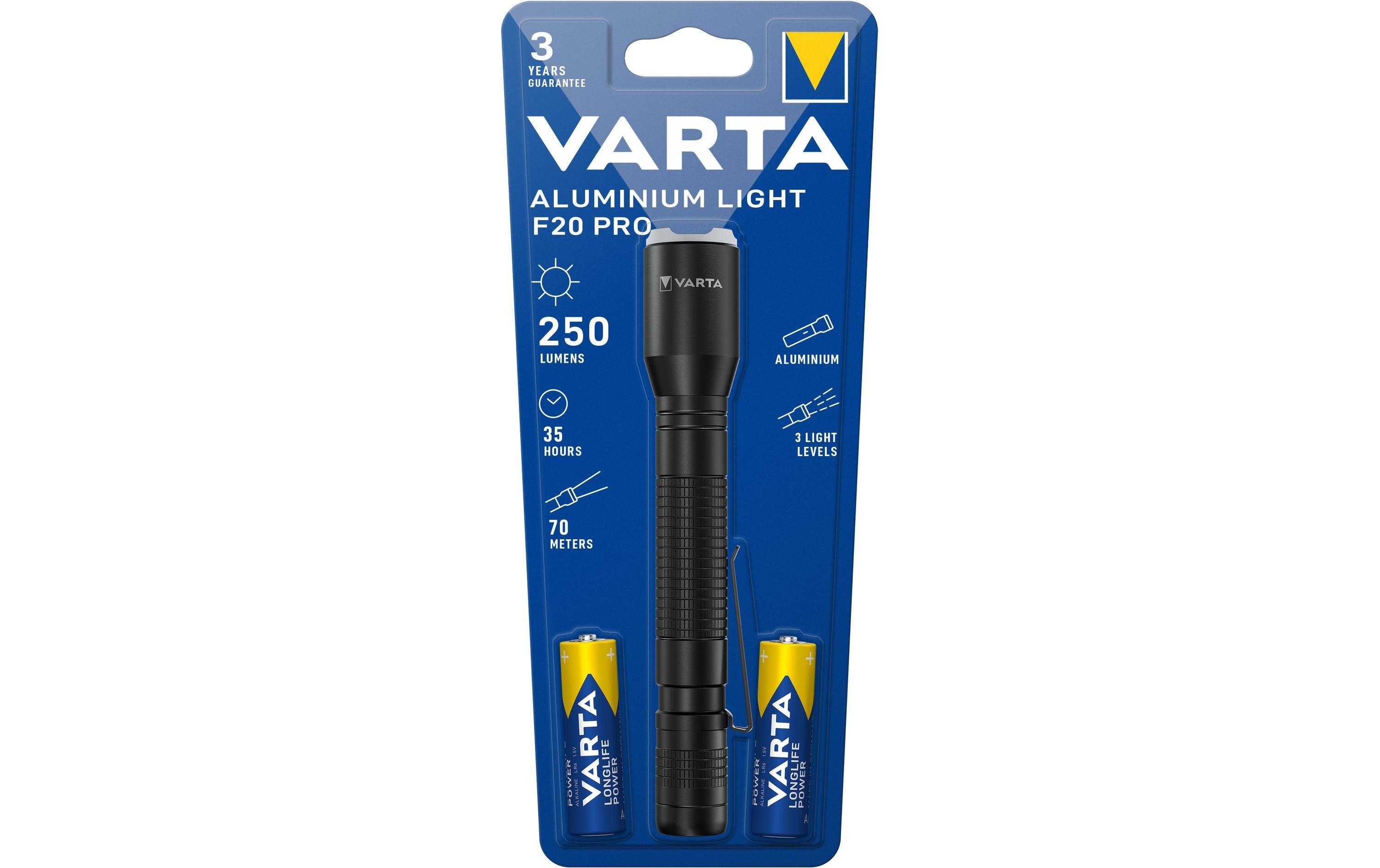 VARTA Aluminium Light F20 Pro mit Batterien