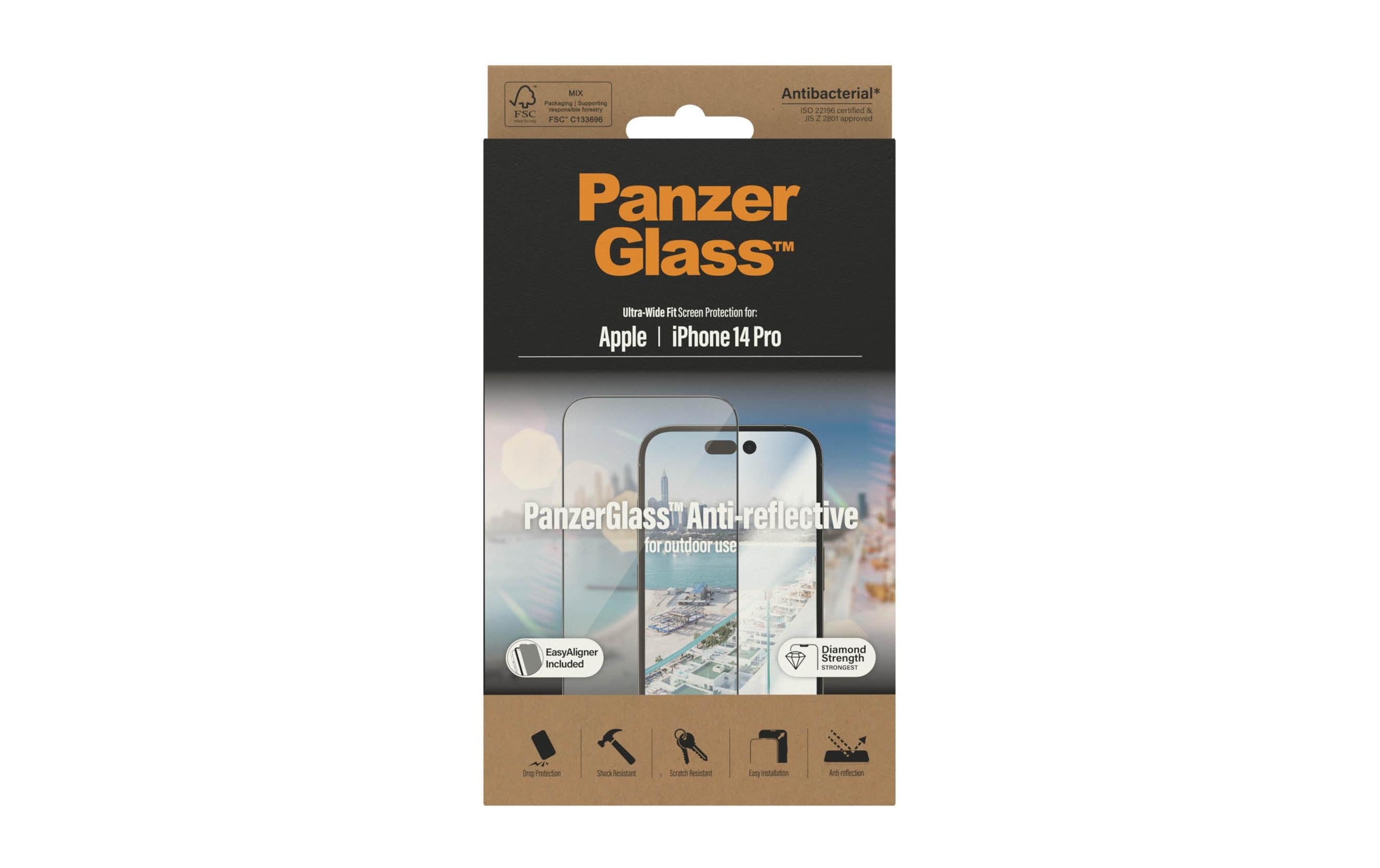 PanzerGlass Displayschutz, UWF, AR iPhone 14 Pro mit Applicator