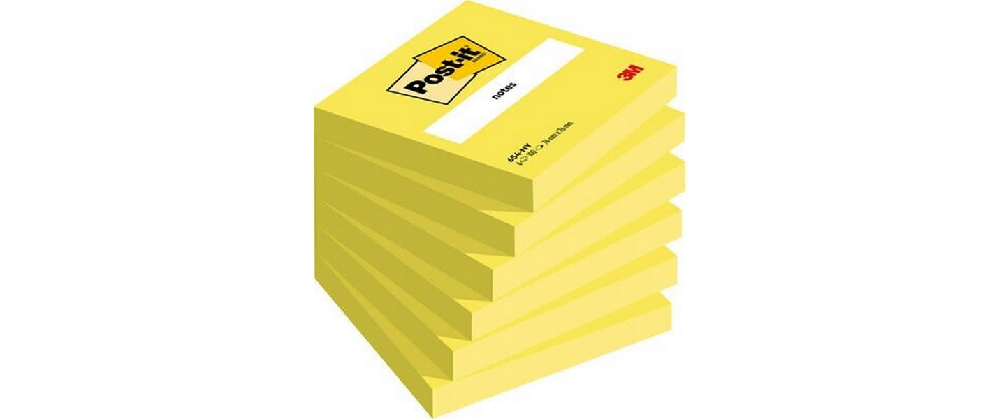 Post-it Haftnotizen Neonfarben 76 x 76 mm, gelb, 6 Blöcke