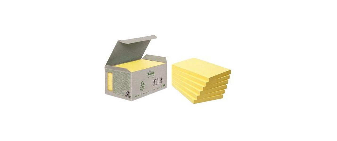 Post-it Haftnotizen Recycling gelb 76 x 127 mm, Paket à 6 Blöcke