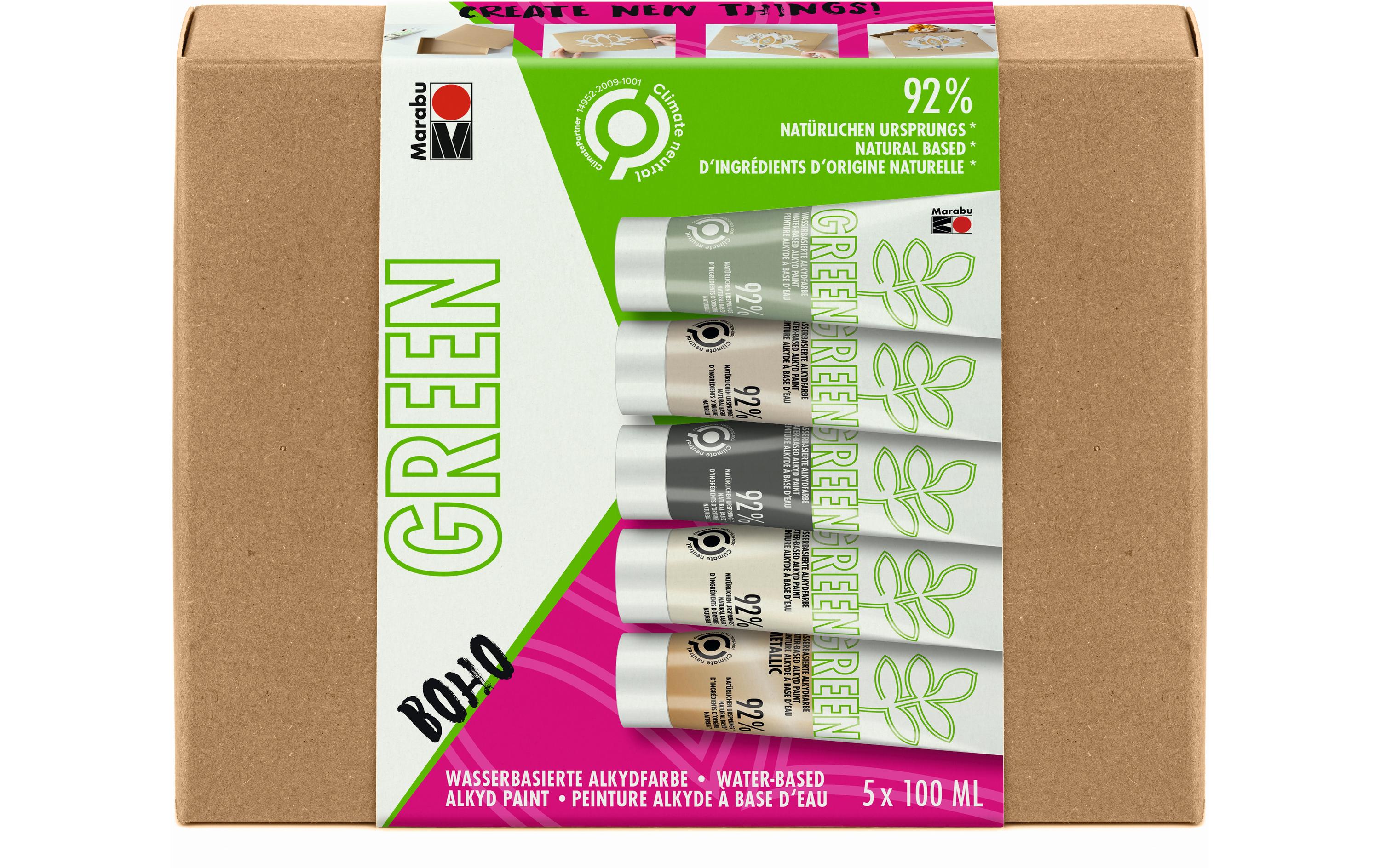 Marabu Alkydfarbe Green Set Boho 5 x 100 ml