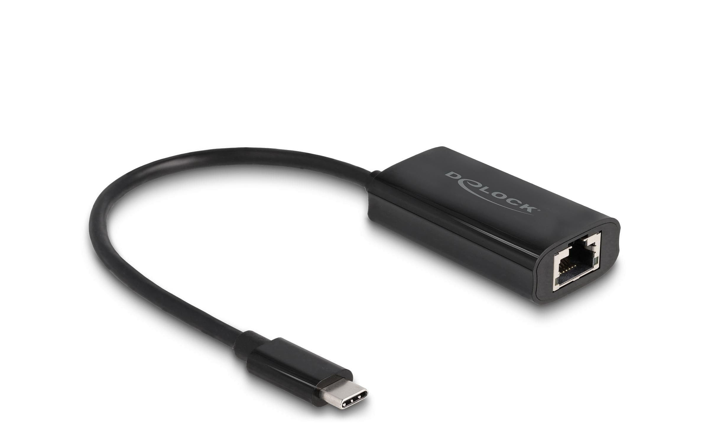 Delock USB Typ-C Adapter zu Gigabit LAN mit Power Delivery 100 W, 5Gbps, schwarz