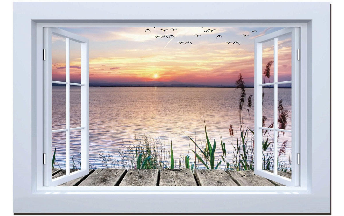 Dameco LED Bild Canvas Fenster auf Steg 1.8x60x40 cm (LxBxH),2xAA nicht, inkl.