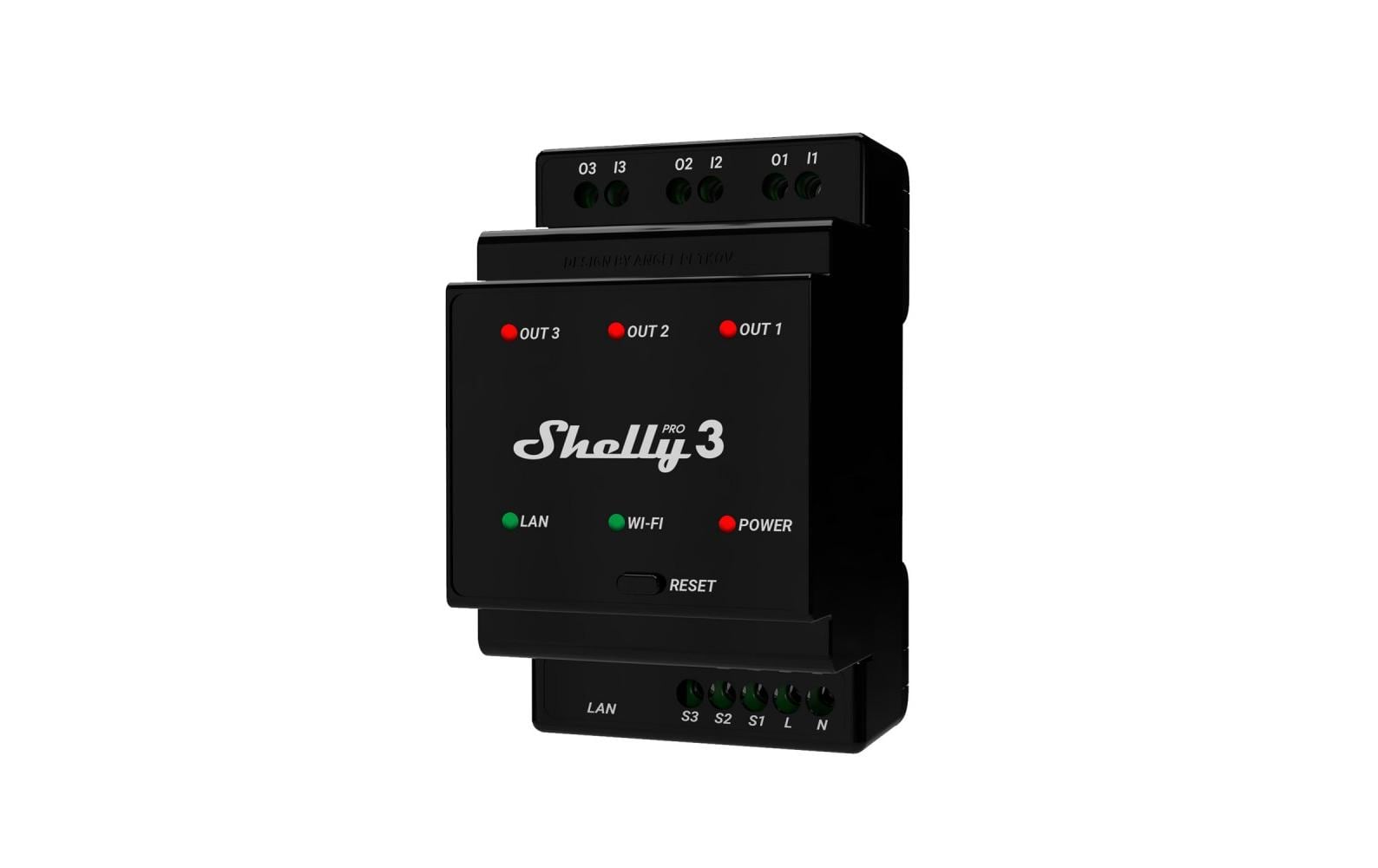 Shelly Pro 3 LAN und WiFi-DIN-Rail Switch LAN und WLAN 3 Kanal Schaltaktor, Bluetooth