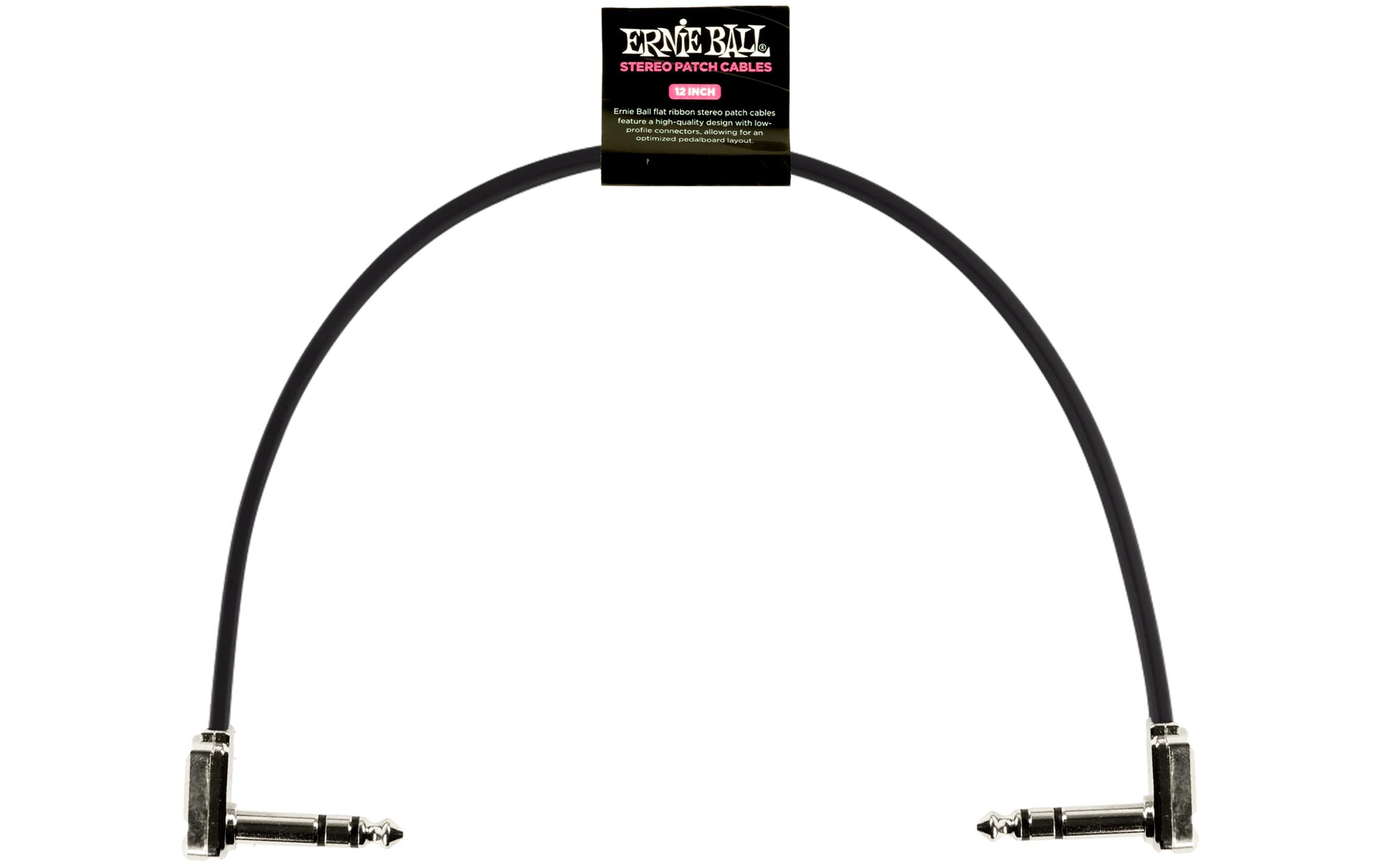 Ernie Ball 6409 Patchkabel Stereo Stereo, flach, gew./gew., schwarz, 30 cm