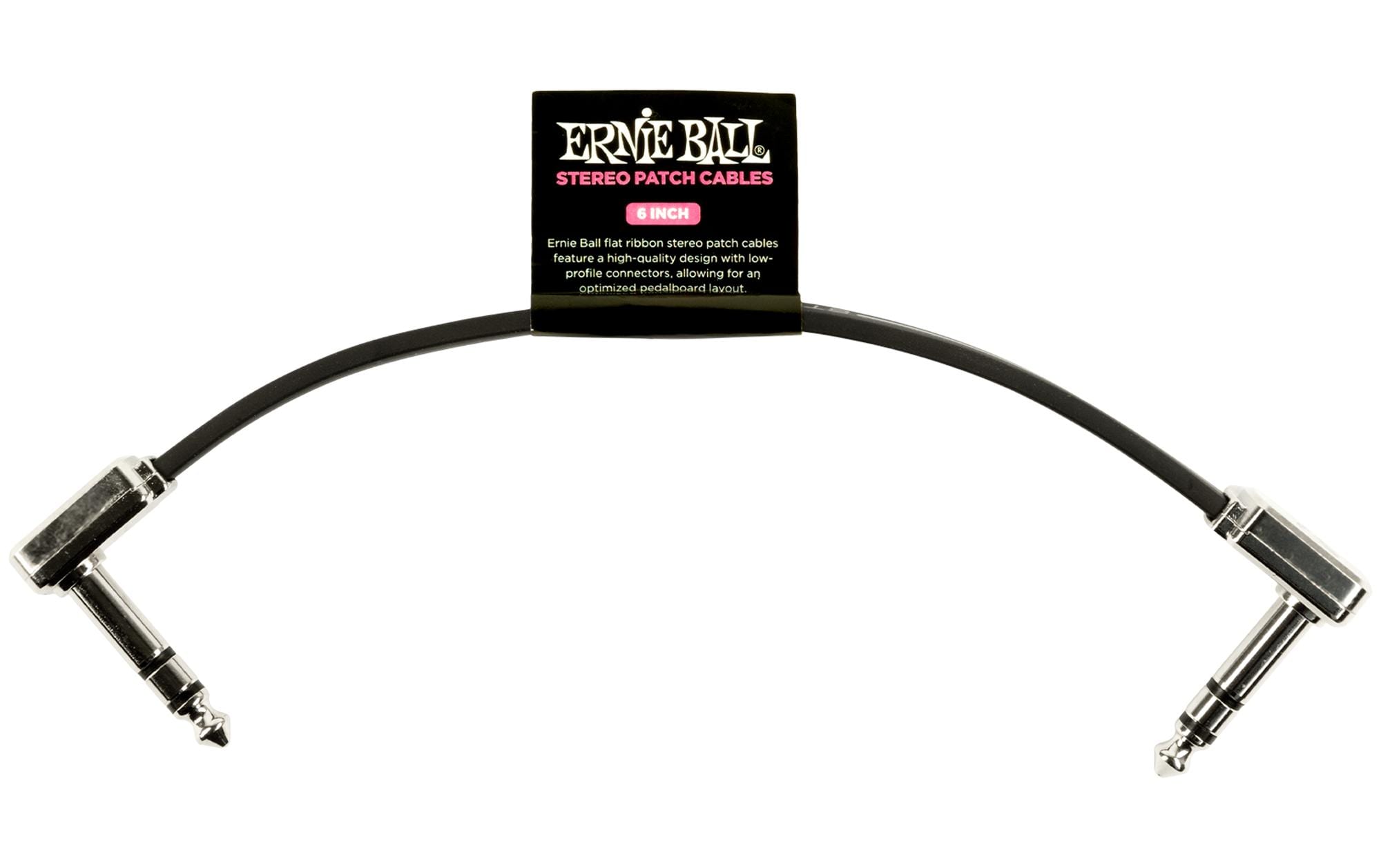 Ernie Ball 6408 Patchkabel Stereo Stereo, flach, gew./gew., schwarz, 15 cm