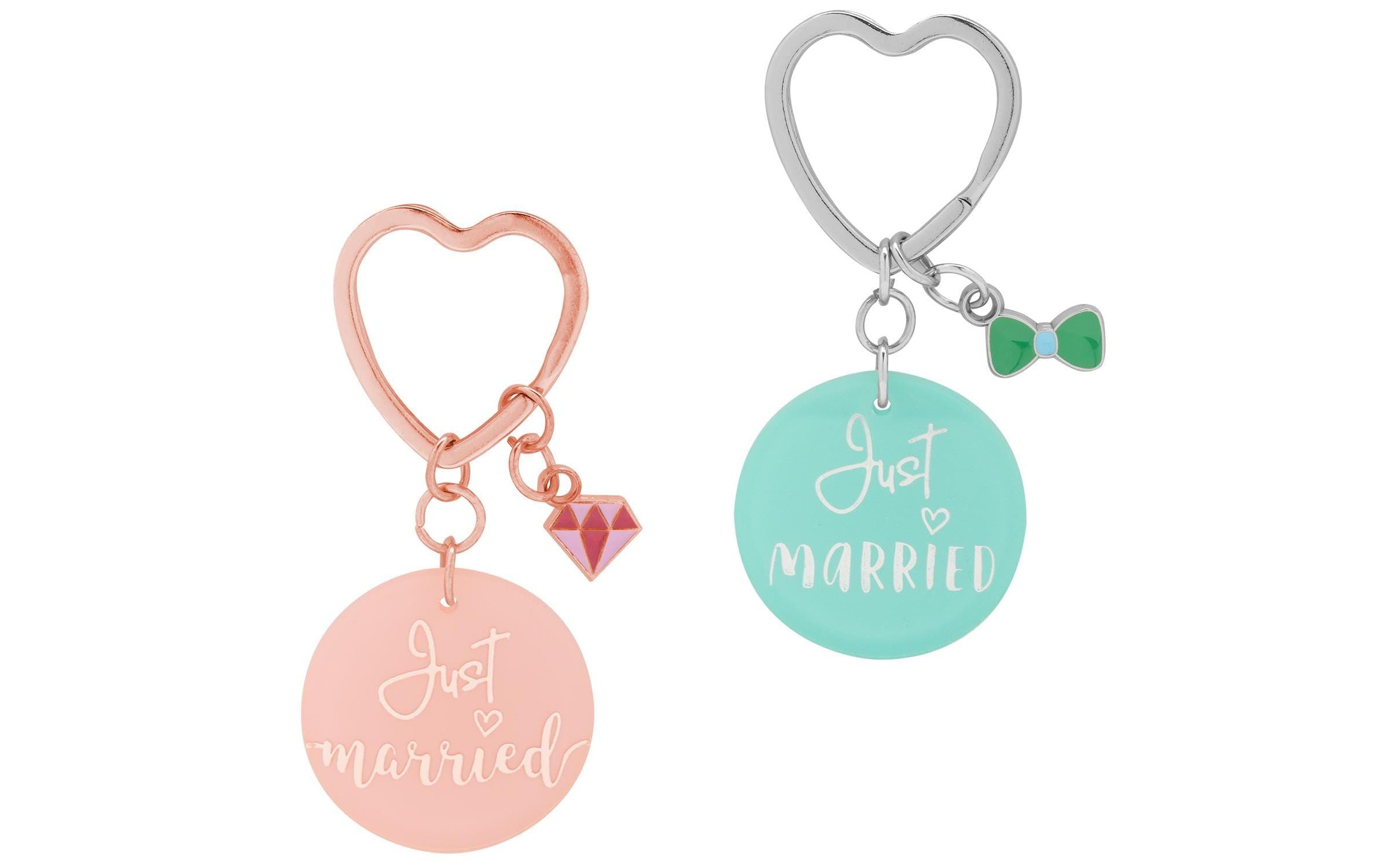 Sheepworld Schlüsselanhänger Just Married 8.3 cm, 2 Stk pink/blau