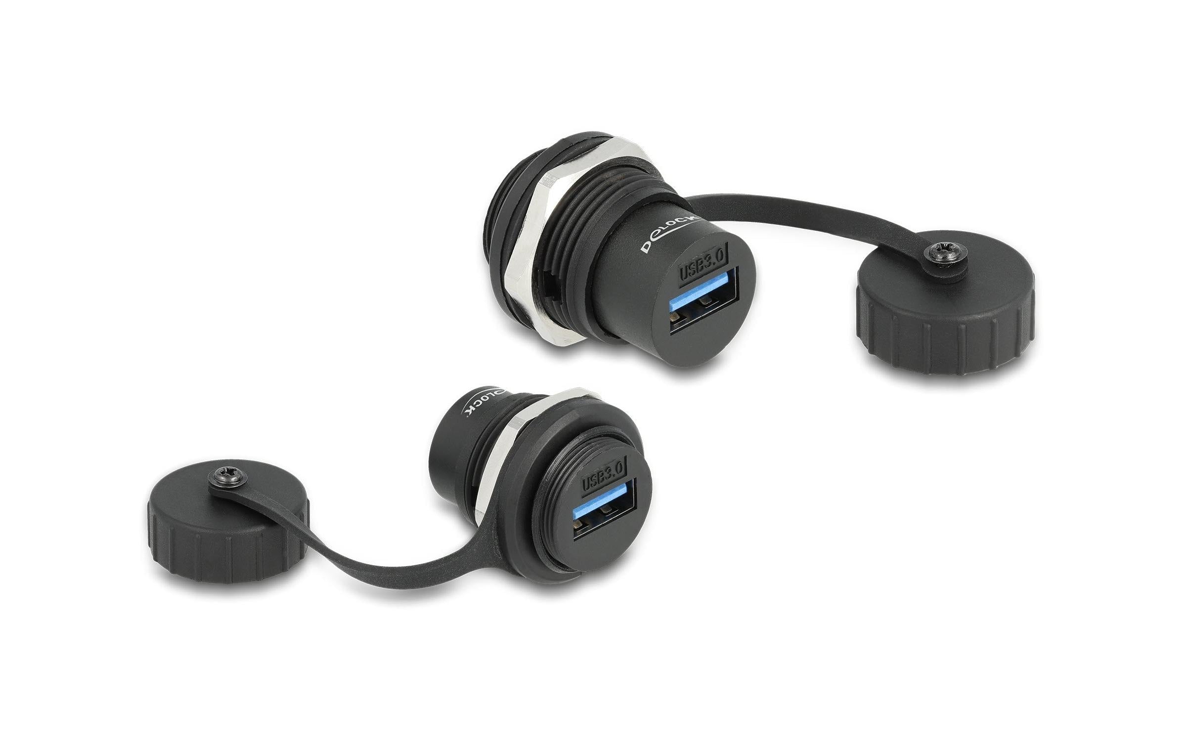 Delock USB 3.2 Gen 1 Typ-A Einbaubuchse IP67 staub- & wassserdicht, Verschlusskappe