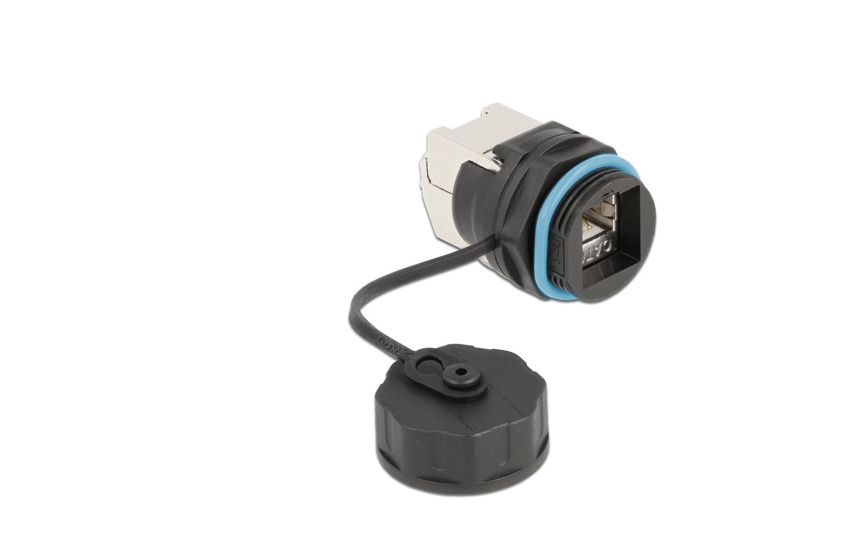 Delock Kabelverbinder RJ45 Buchse, blau zu Cat.6A LSA, wasserfeste Verschlusskappe