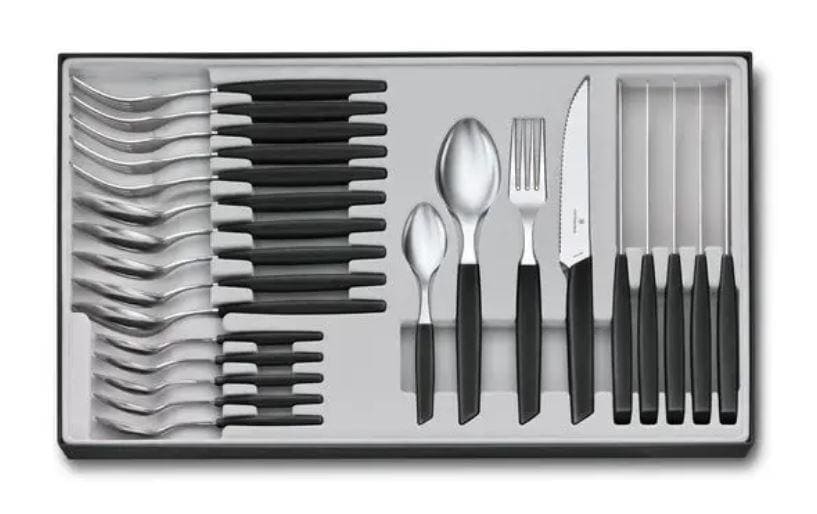 Victorinox Swiss Modern Besteck-Set 24-teilig, schwarz, PP Copolymere, Tafel