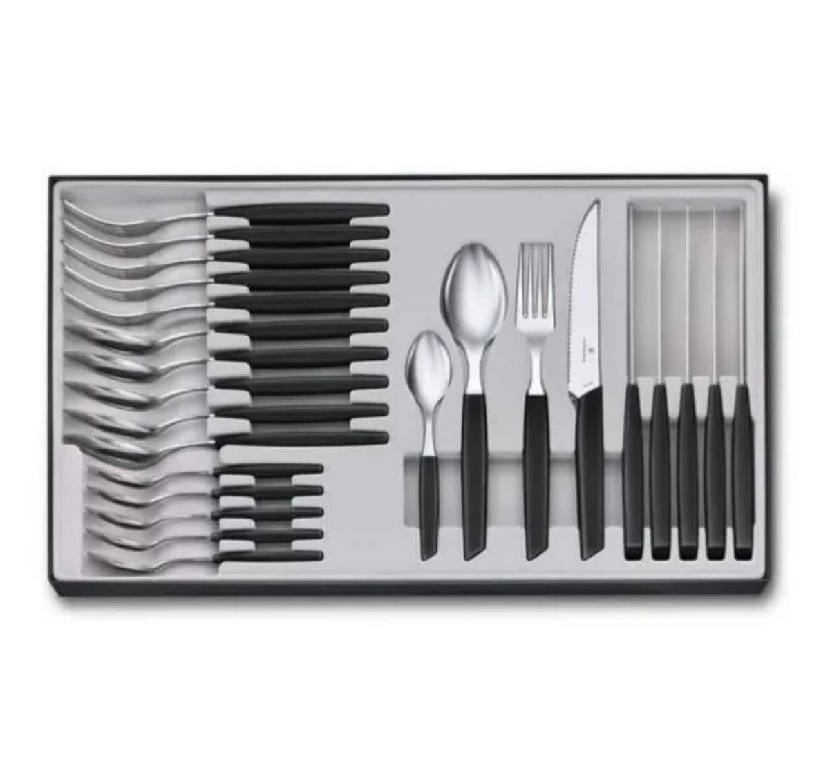 Victorinox Swiss Modern Besteck-Set 24-teilig, schwarz, PP Copolymere, Steak