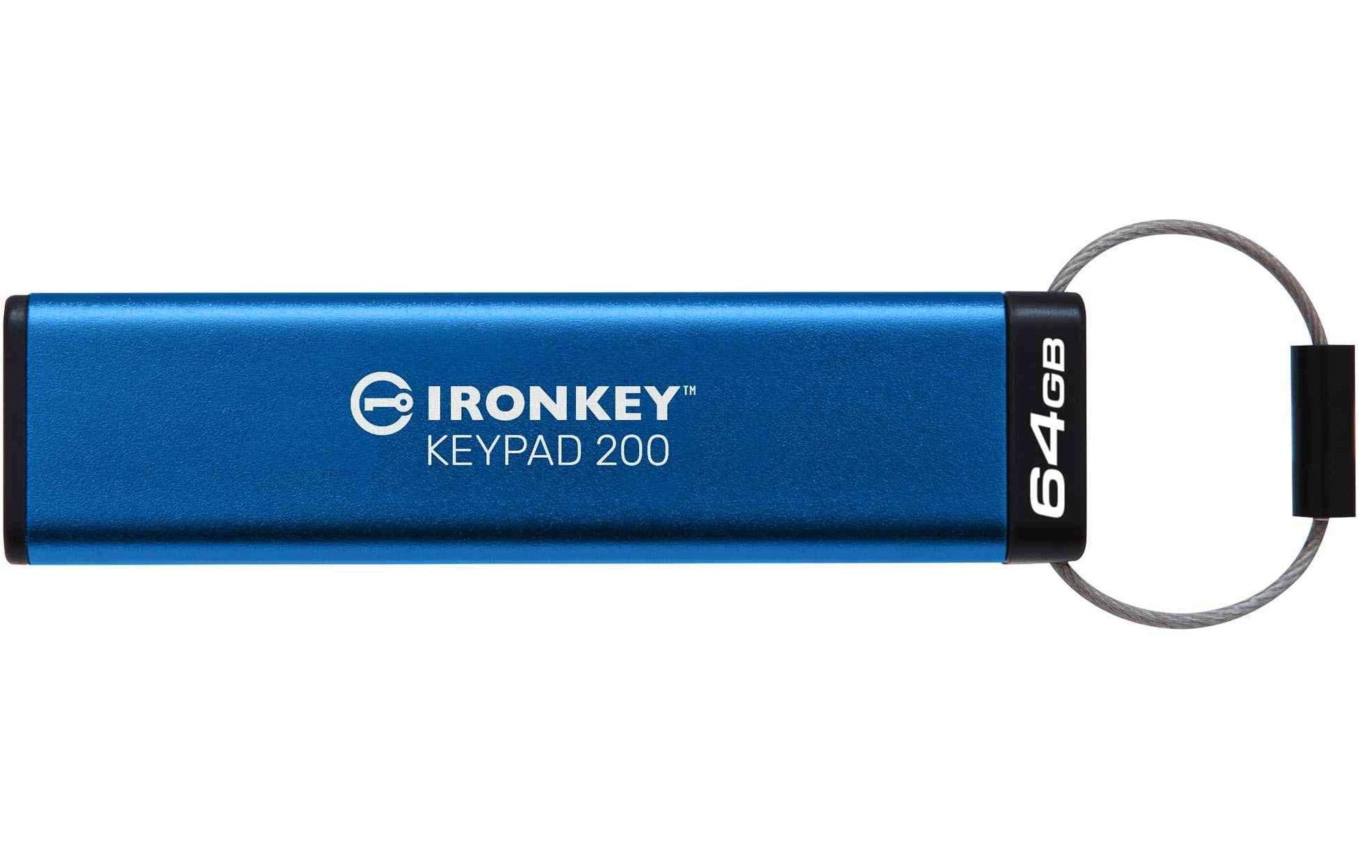 Kingston IronKey Keypad 200, 64GB USB3.2(Typ-A),256bit-AES,FIPS 140-3,Level 3